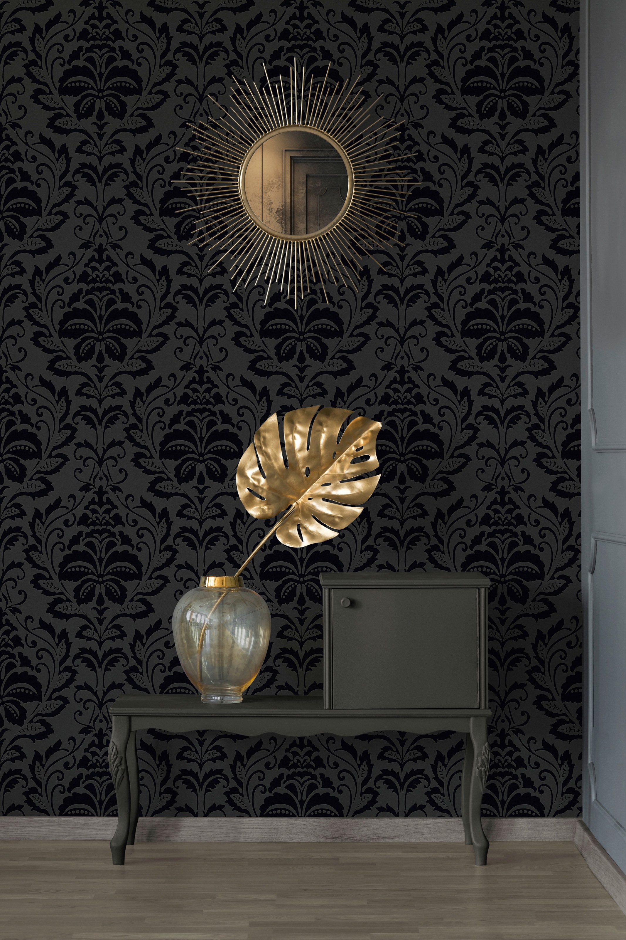 living walls Vliestapete »Black & White«, Barock-ornamental-gemustert, Ornament Tapete Barock Tapeten Wohnzimmer Schlafzimmer Küche modern