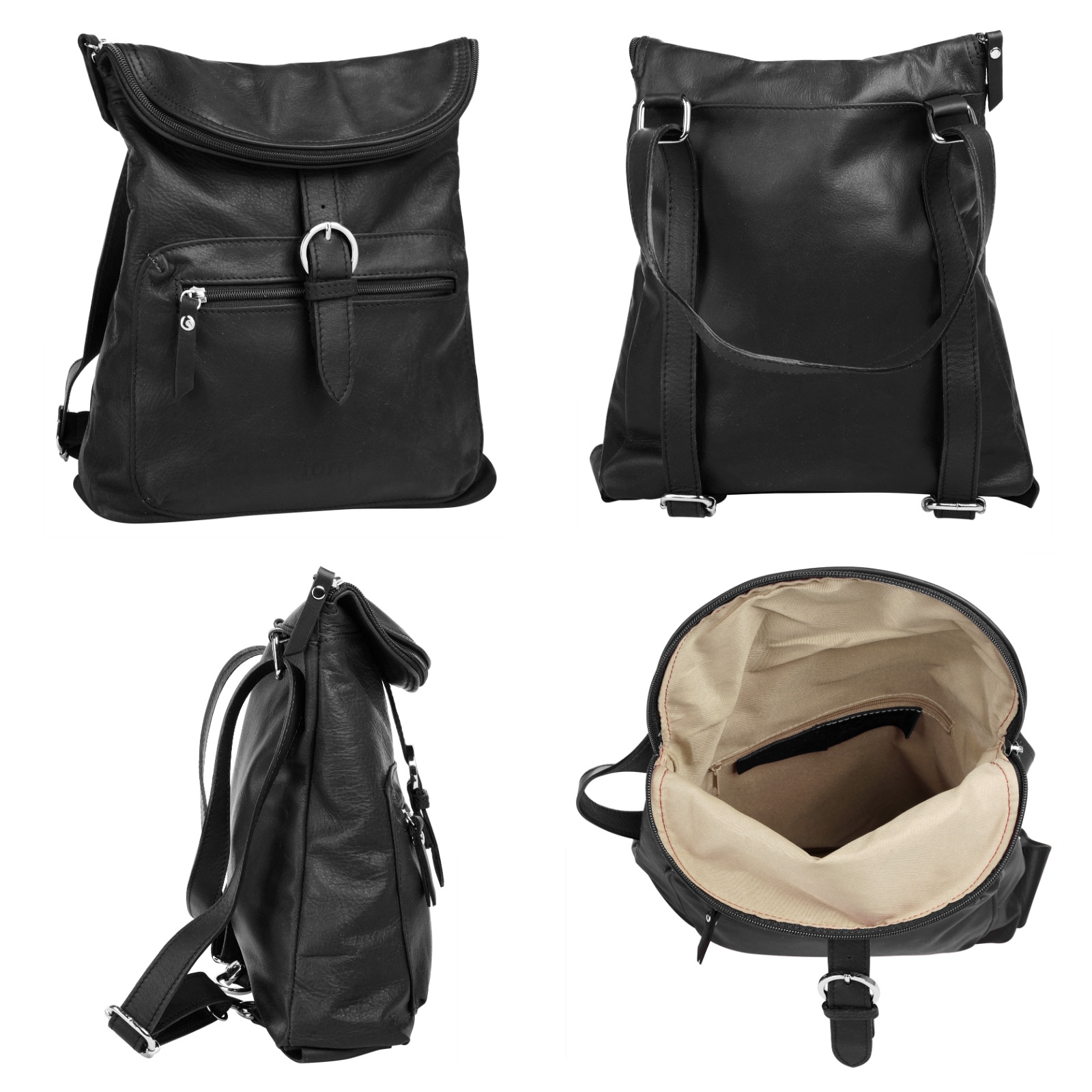 forty° Cityrucksack, echt Leder, Made in Italy