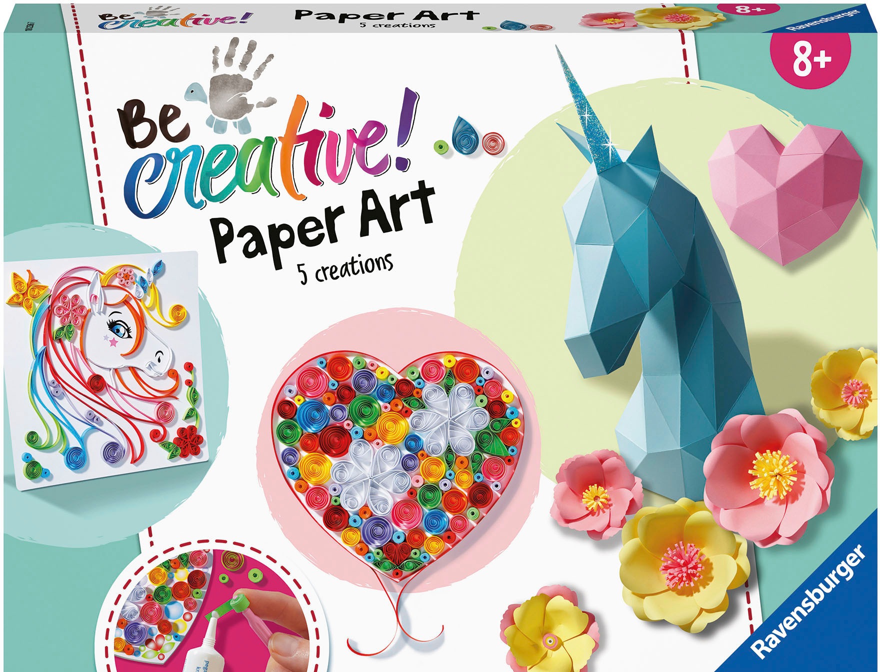 Ravensburger Kreativset »Paper Art Flowers & Unicorn«, Made in Europe