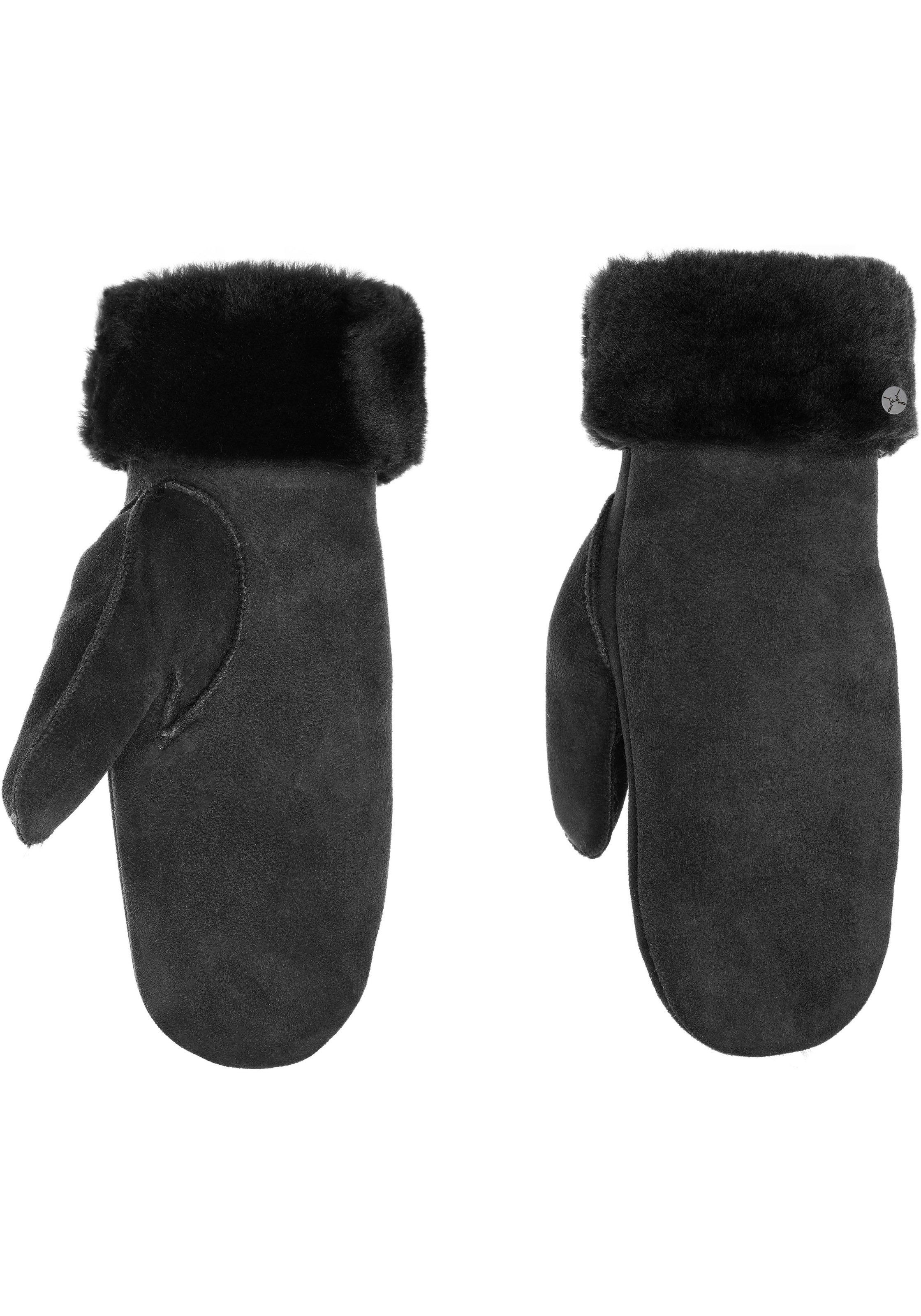 PEARLWOOD Lederhandschuhe »FIONA« 1 Paar, Velourleder, Fausthandschuh, warm gefüttert black