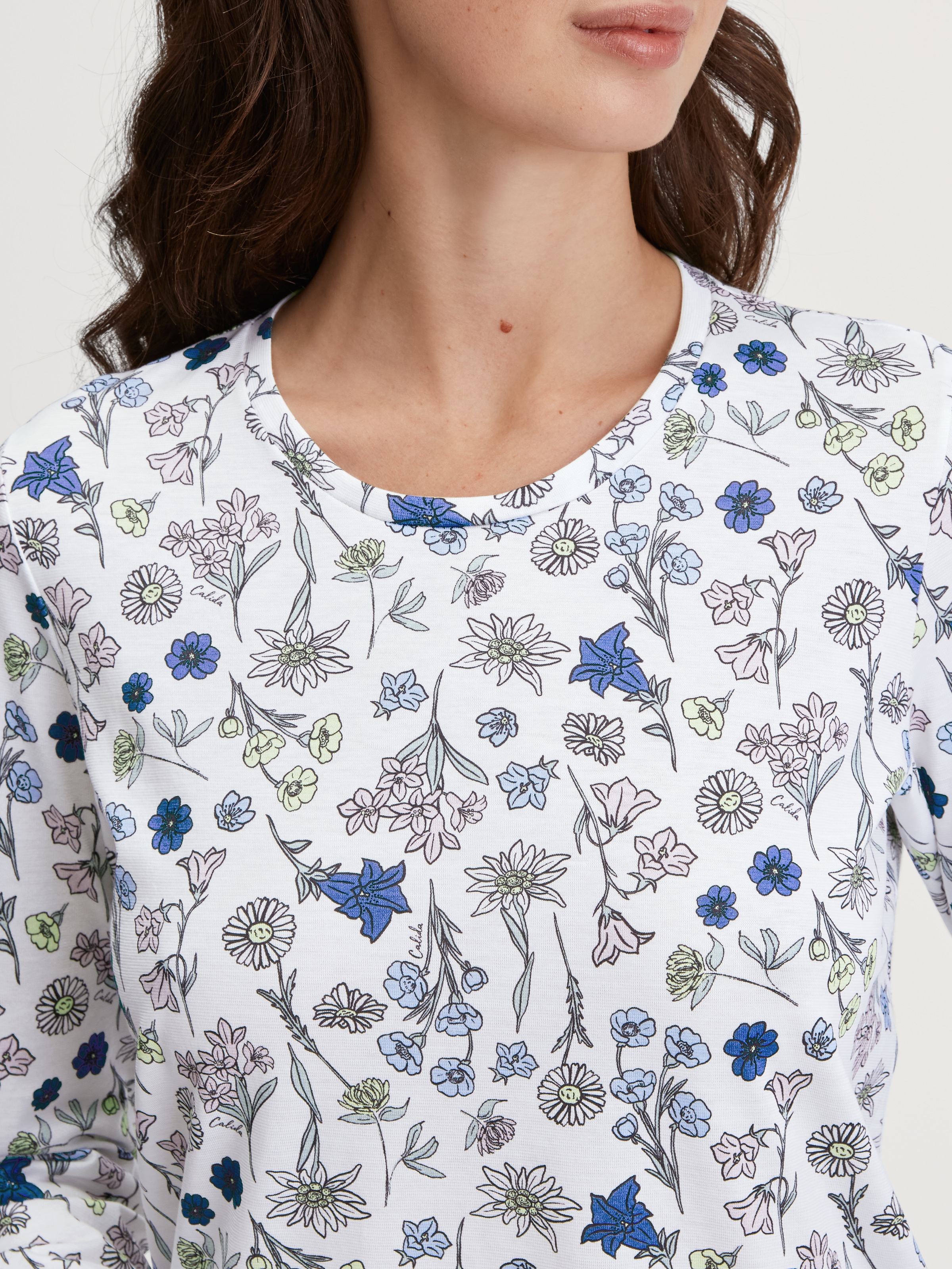 CALIDA Nachthemd »Flower Nights«, Allover-Print, Pure Cotton, Langarm, atmungsaktiv, weich