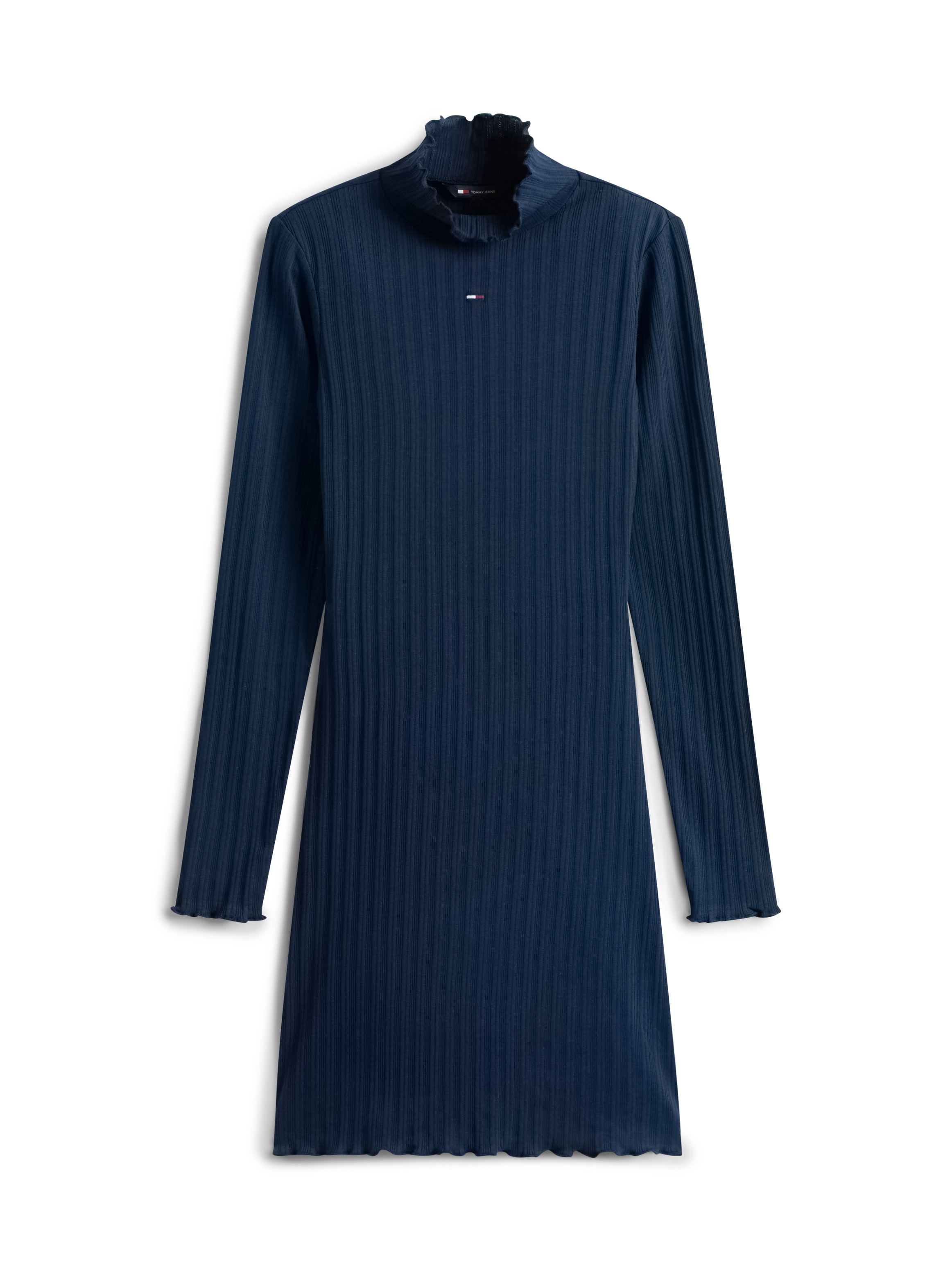 Tommy Jeans A-Linien-Kleid »TJW F&F RIB LETTUCE EDGE DRESS« in gerippter Struktur