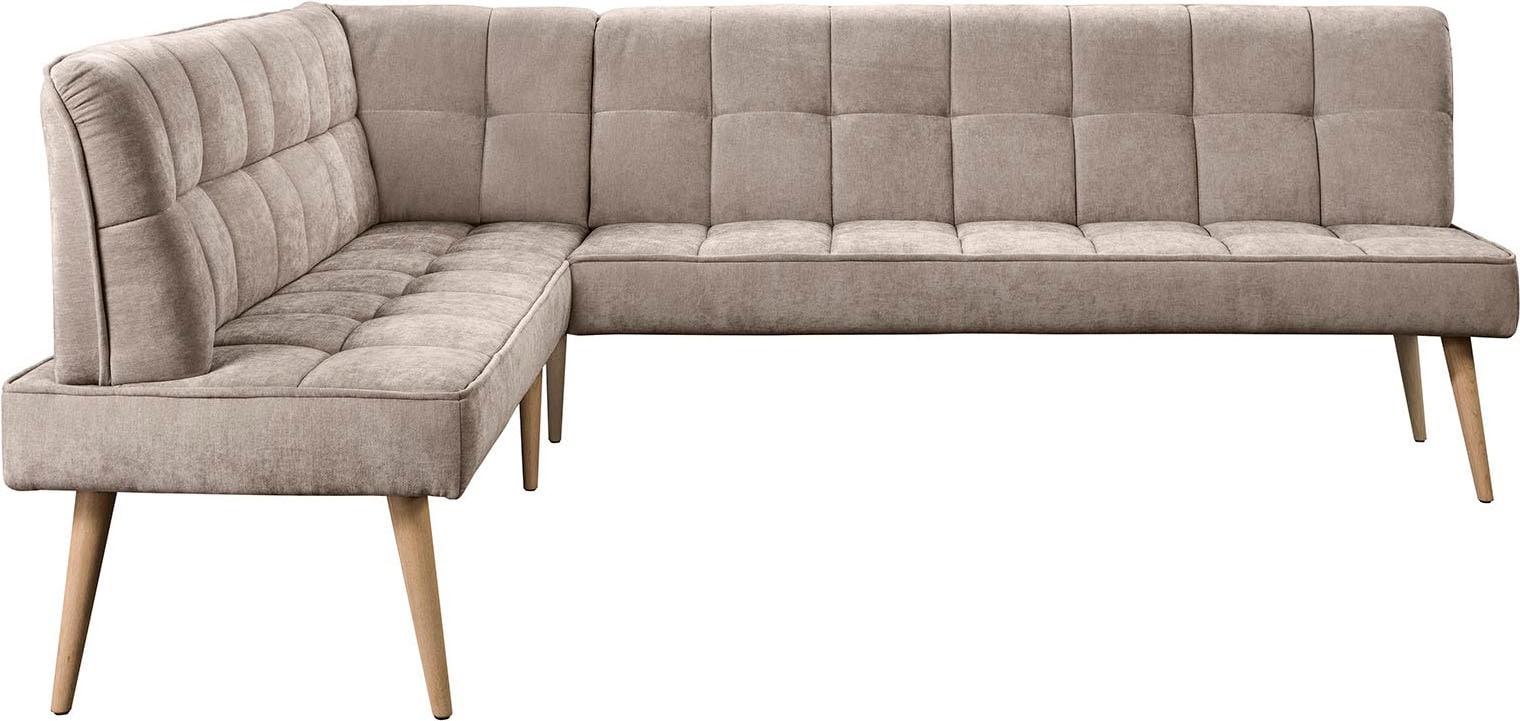 exxpo - sofa fashion Eckbank »Latte« moderne Sitz- und Rückensteppung, bequem und elegant, hoher Holzfuß