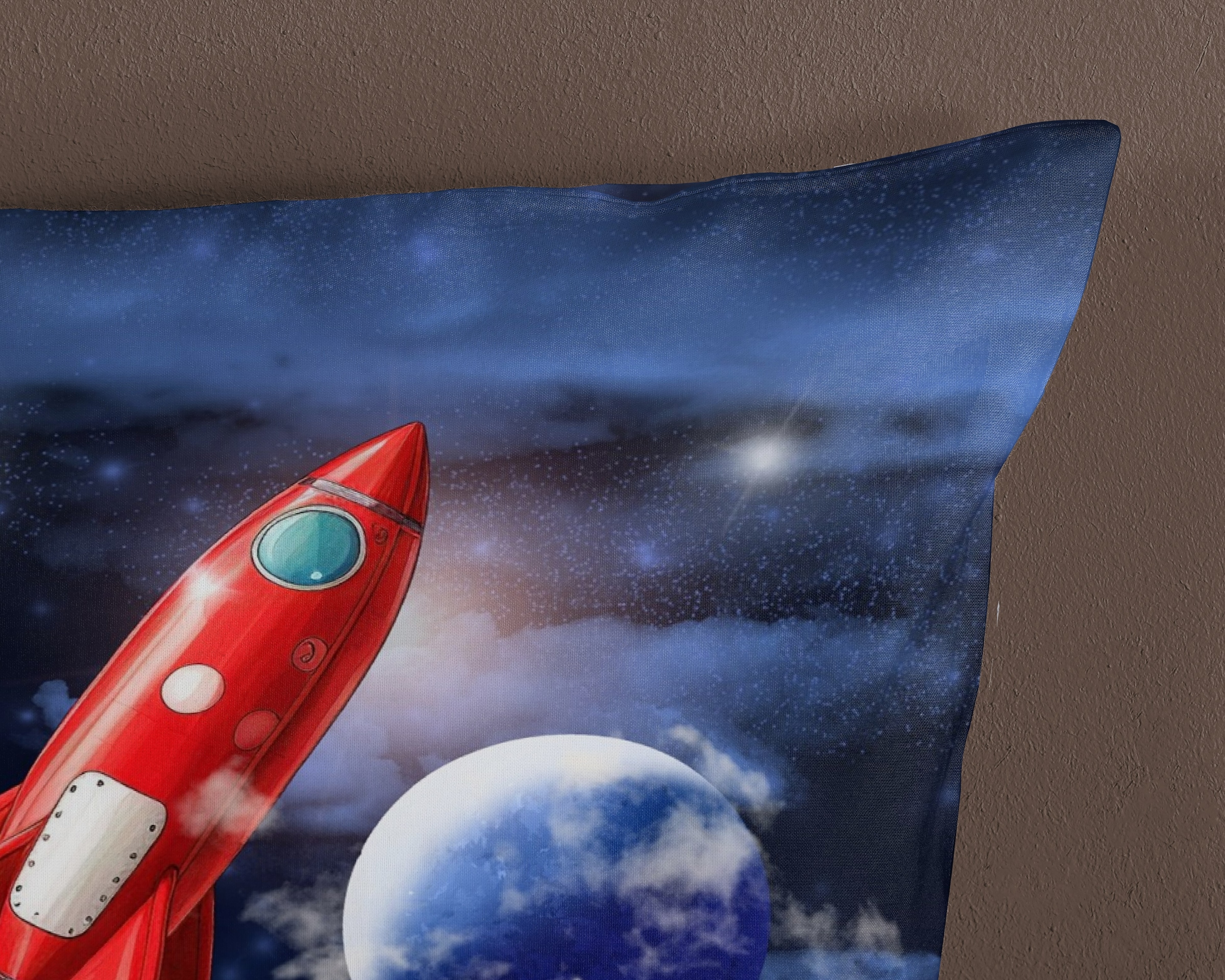 PURE luxury collection Kinderbettwäsche »Rocket«, Mikrofaser, 135x200, Wende, Kind, Junge, Rakete Weltraum Weltall, Blau