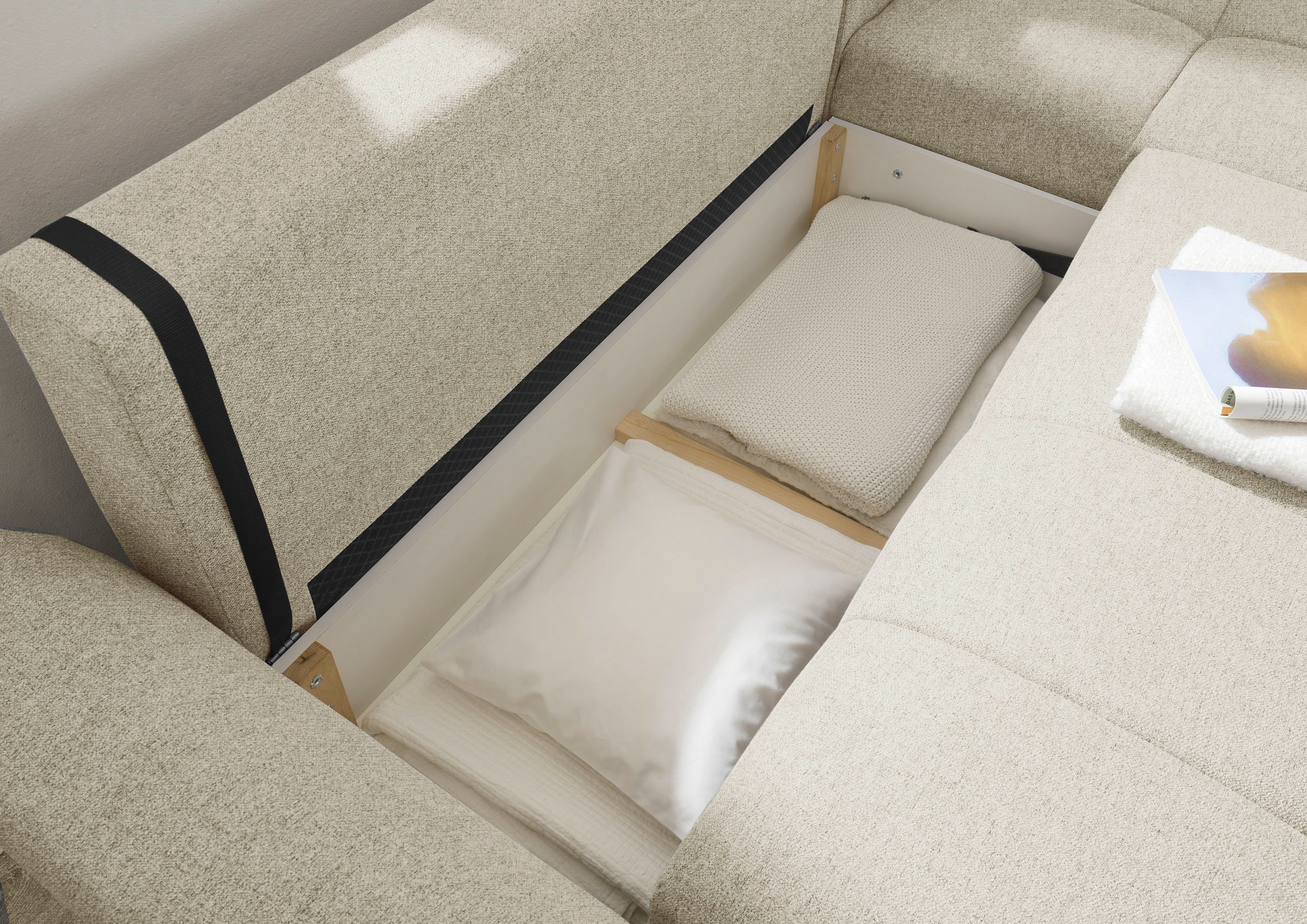 ED EXCITING DESIGN Ecksofa »Bern L-Form«, mit Bettfunktion, Bettkasten & 3 Zierkissen