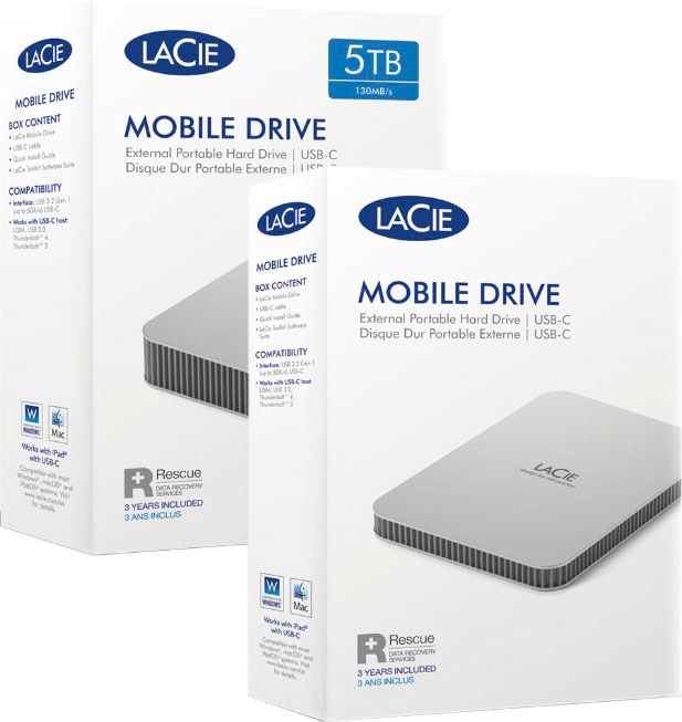 LaCie externe HDD-Festplatte »Mobile Drive (2022)«, Anschluss USB 3.2 Gen-1-USB-C