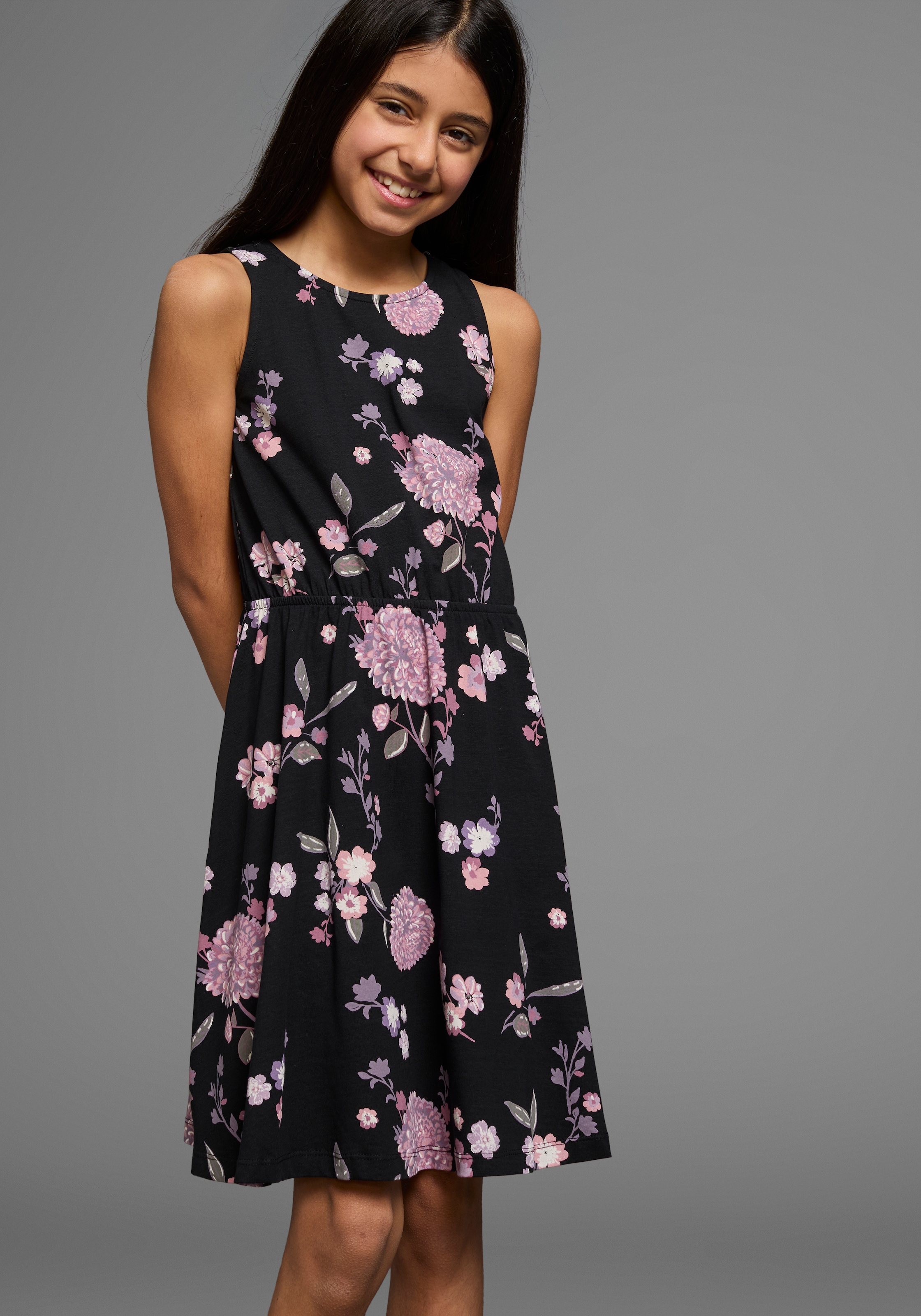 KIDSWORLD Jerseykleid »Trägerkleid mit Blumenmuster« festliche Anlässe,  ärmelloses Kleid