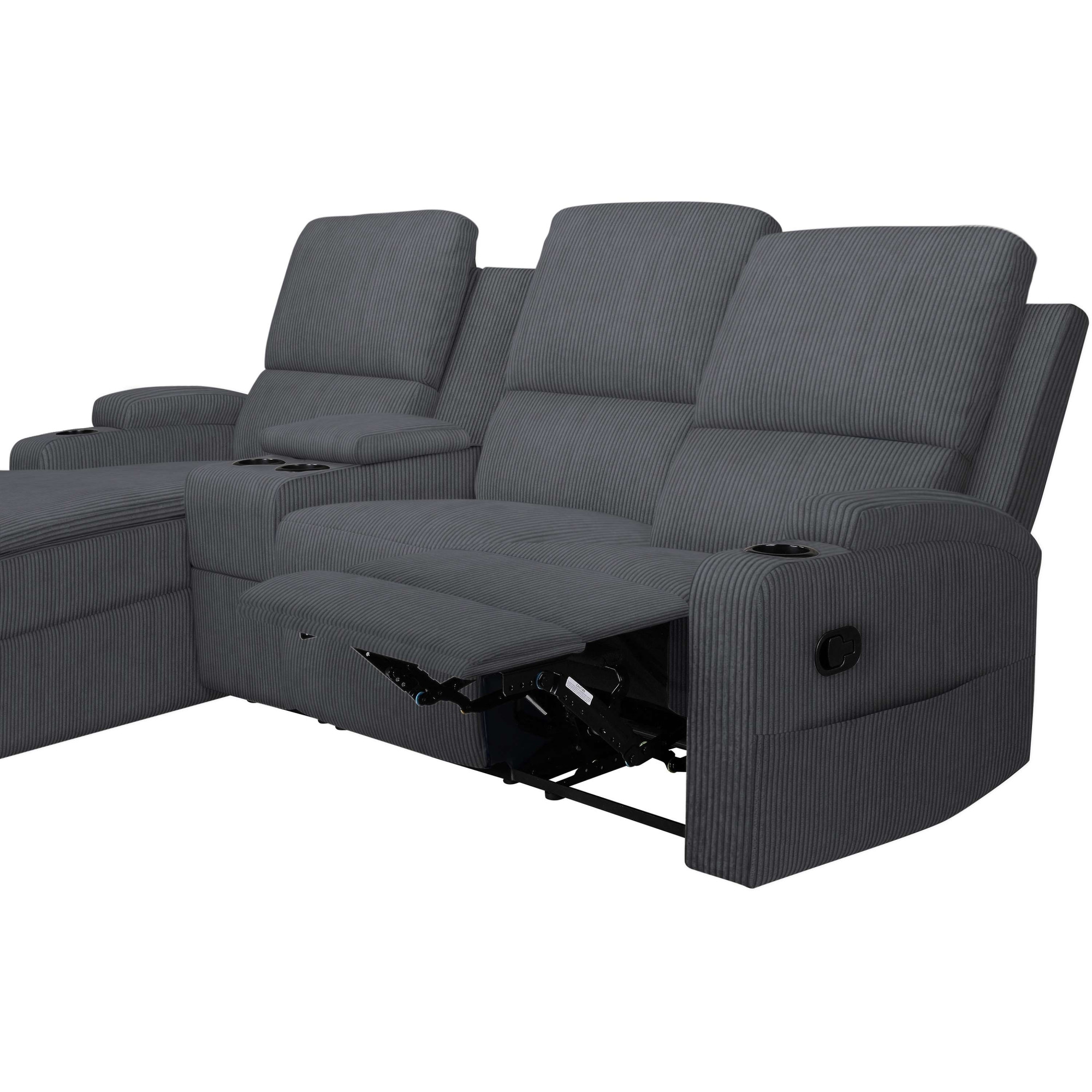 Home affaire Ecksofa »NAPORI Multimediasofa, 3er Kinosessel XXL, L-Form, Cord«, Kinosofa mit Relaxfunktion, Getränkehalter, Staufach und Staukasten
