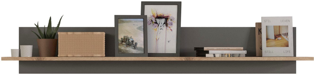 INOSIGN Wohnwand »Aalborg, Breite 350cm, 2-farbig,Metallgriffe, 4-teilig, bestehend aus:«, (4 St.), 1x Vitrine, 1x Lowboard, 1x Wandboard und 1x Highboard