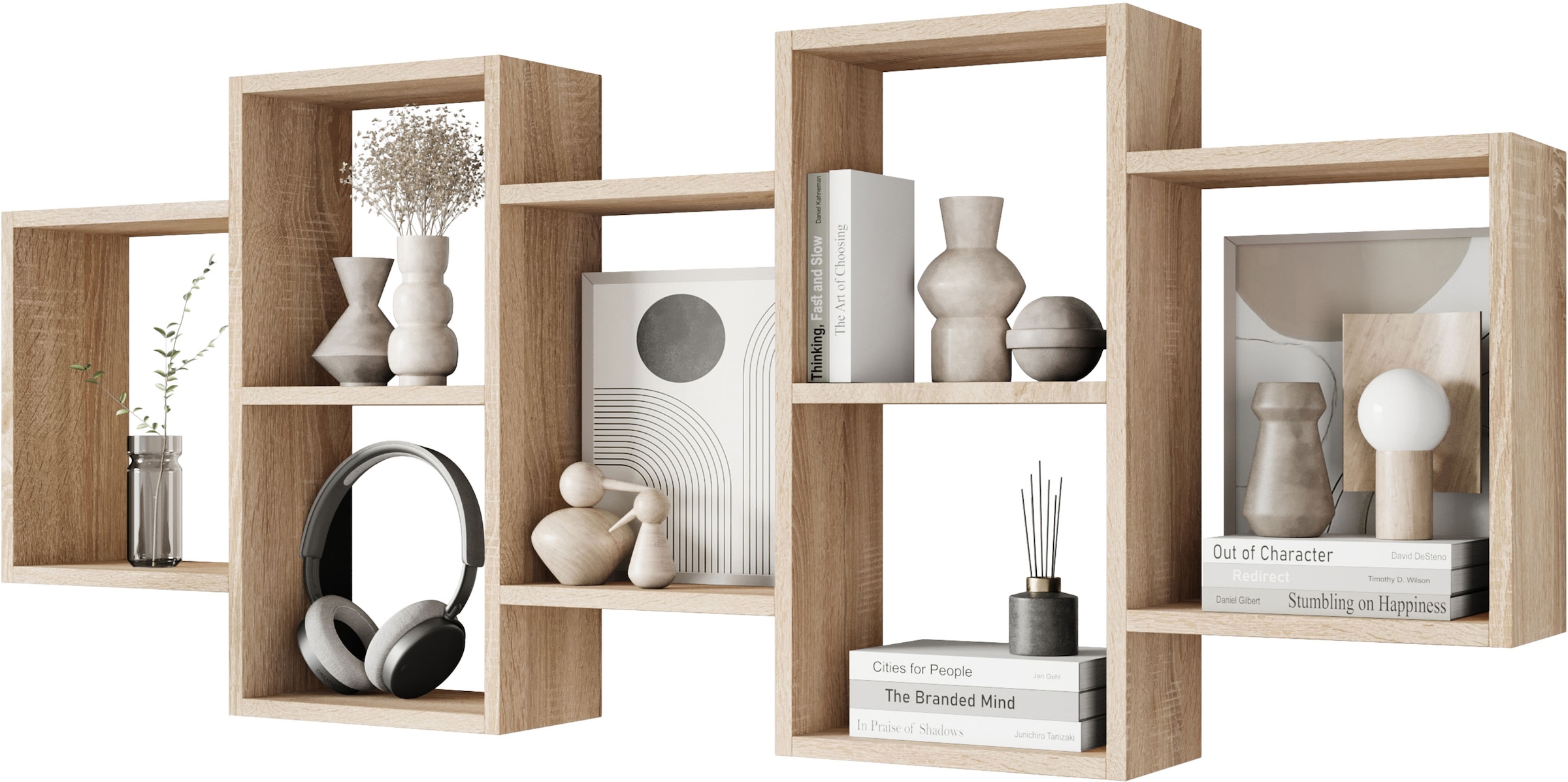 INOSIGN Wandboard »Wandregal Trio 001«, (1 St.), Stell- oder Hängeregal, 10 offene Fächer, flexibel montierbar