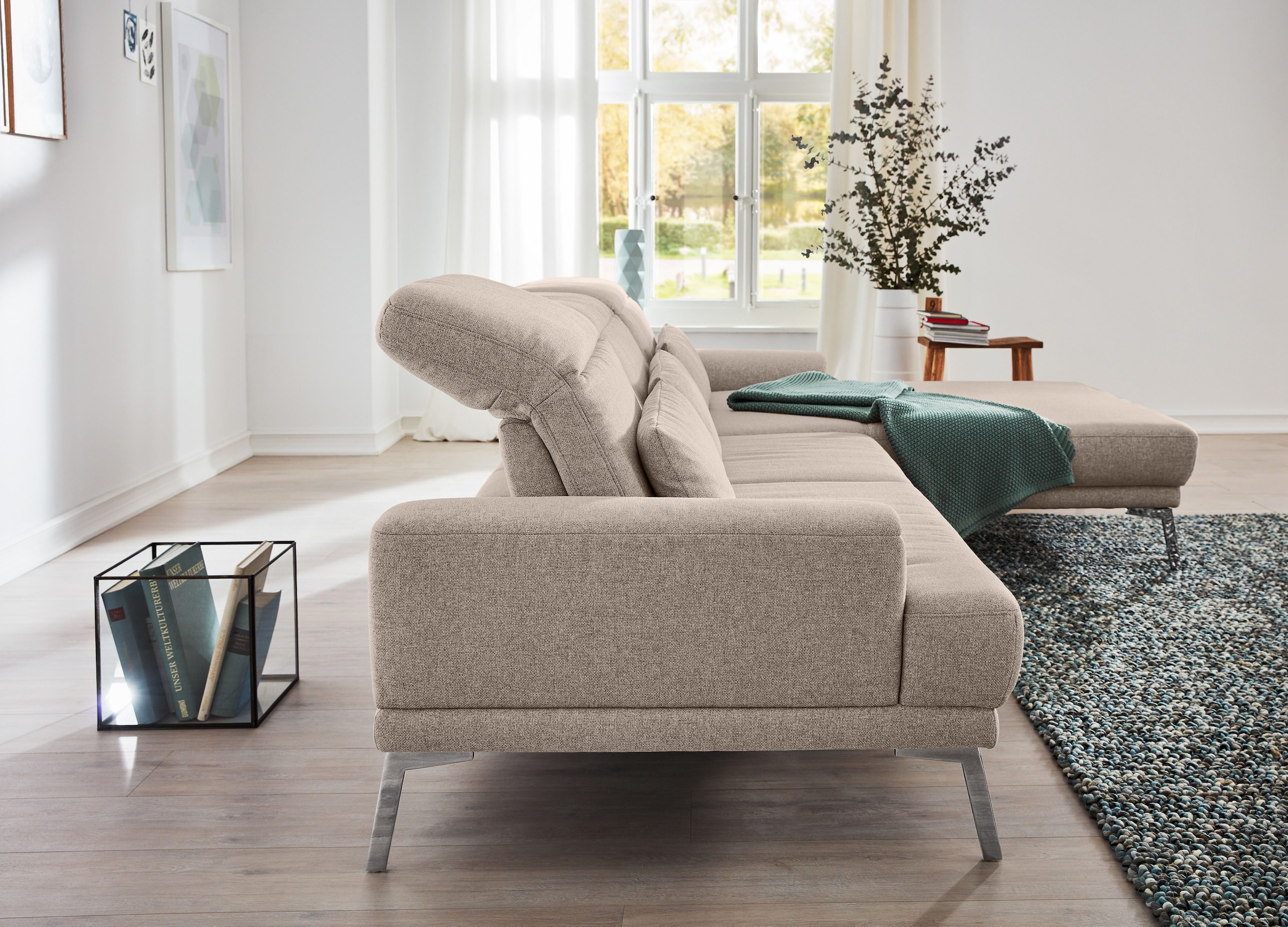 Musterring Ecksofa »MR 4580«, mit Kopf- und Sitztiefenverstellung, Metallfuß chrom, 288 x 193/220cm
