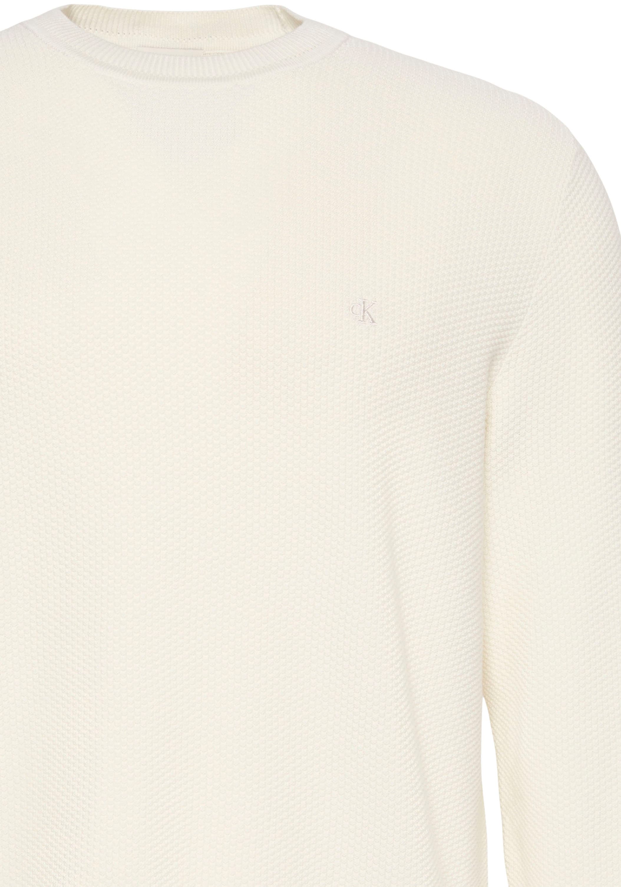 Calvin Klein Rundhalspullover »LS TEXTURED COTTON CREWNK SWEATE« Regular fit mit Rundhalsausschnitt