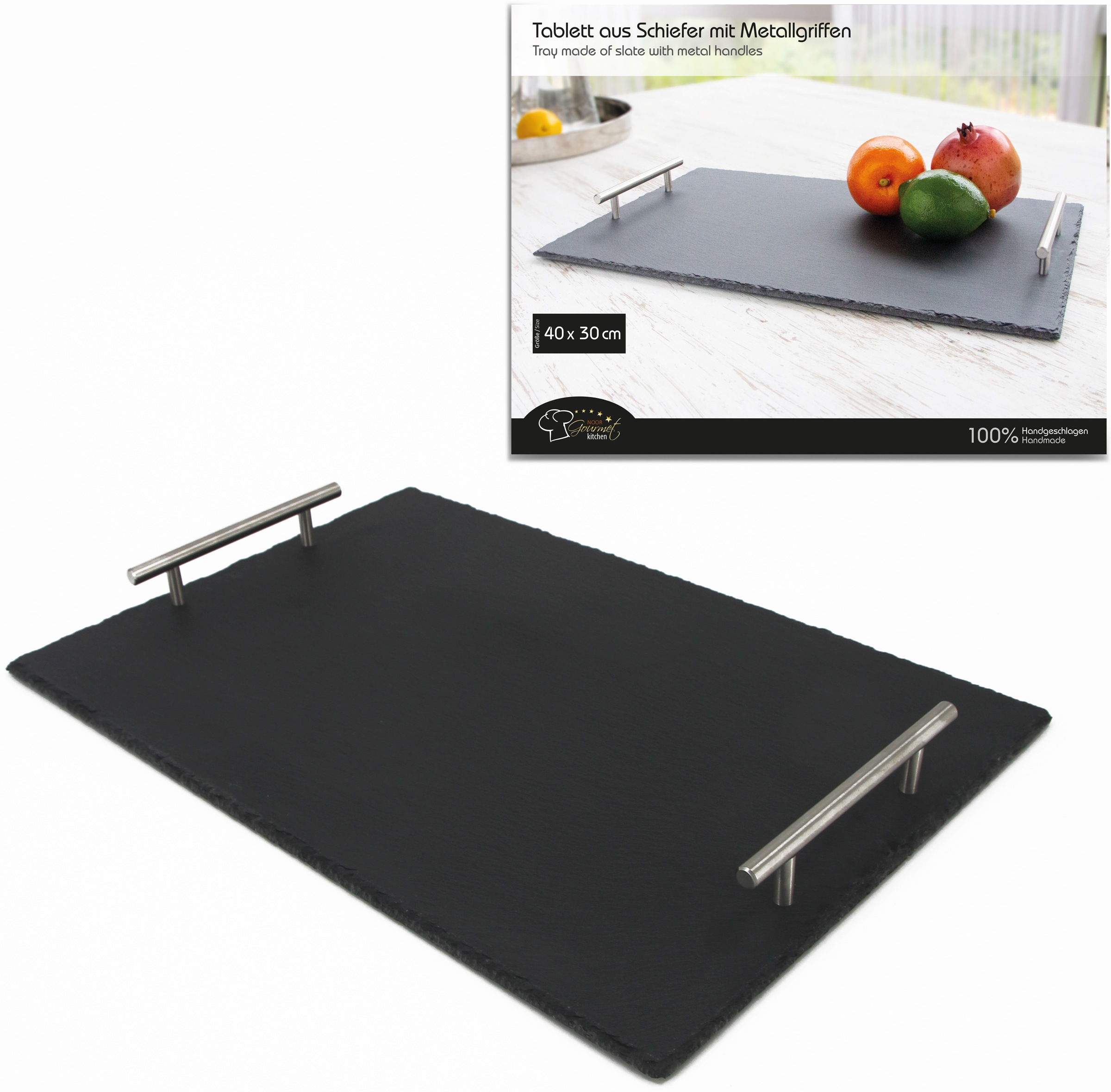 NOOR LIVING Tablett, (1 tlg.), mit Metallgriffen