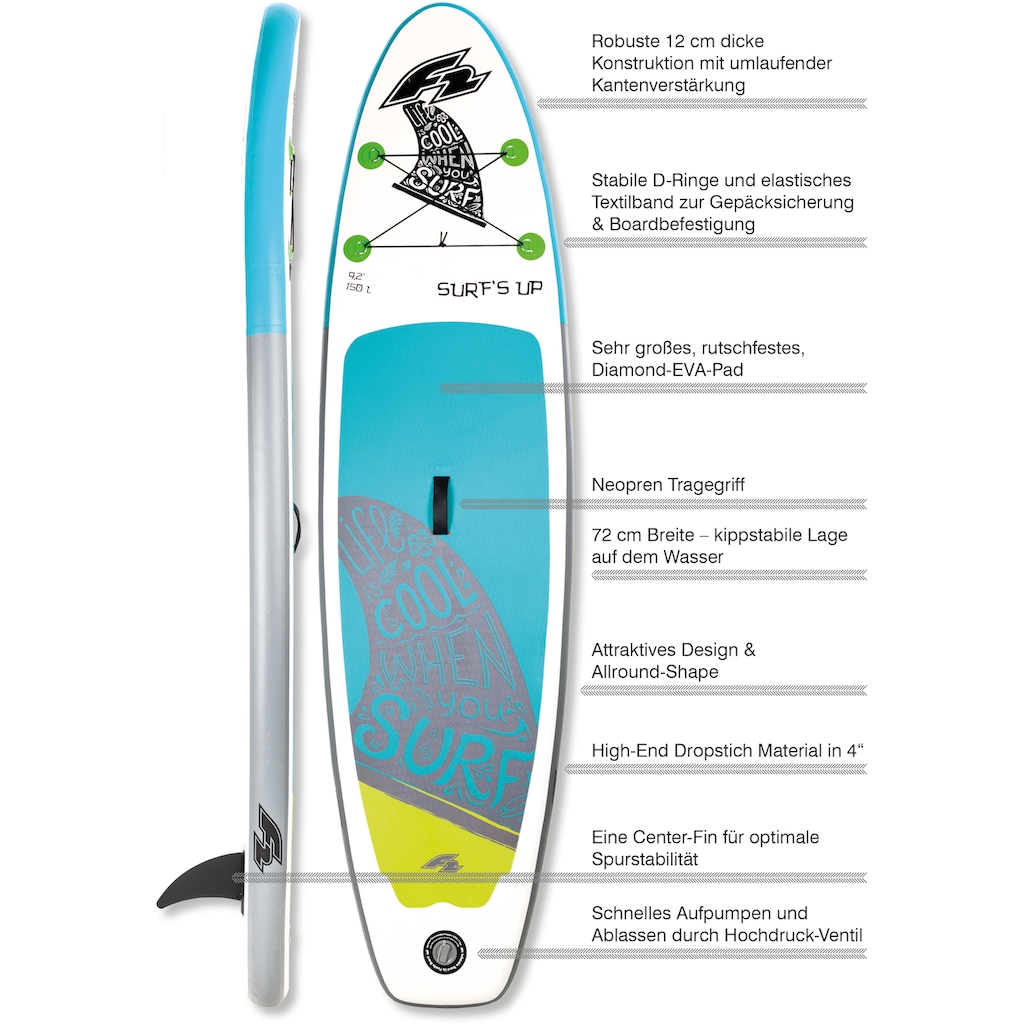 F2 Inflatable SUP-Board »F2 Surf's Up Kids«, (4 tlg.)