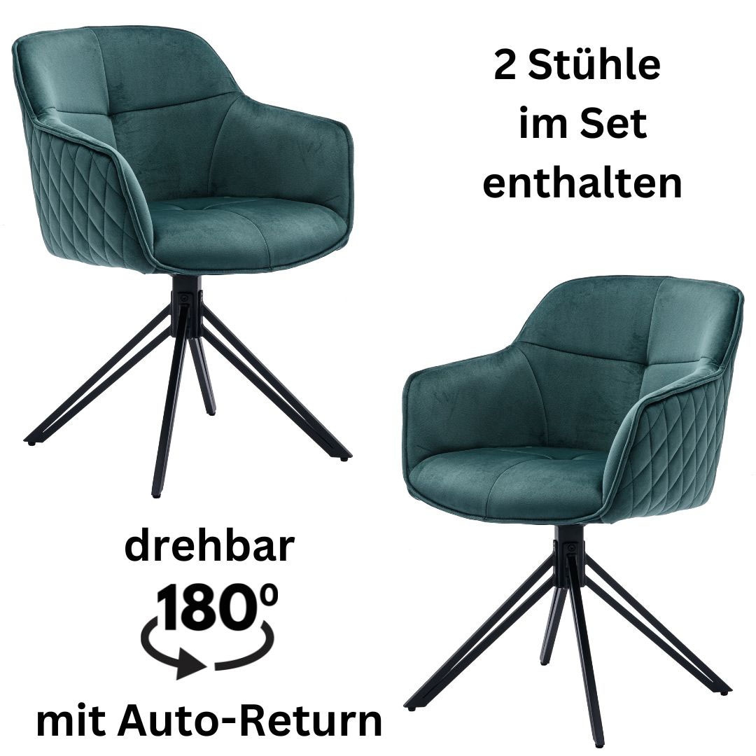 Stolkom Armlehnstuhl »Emma«, (Set), 2 St., Samt, 180 grad drehbar mit Auto- günstig online kaufen
