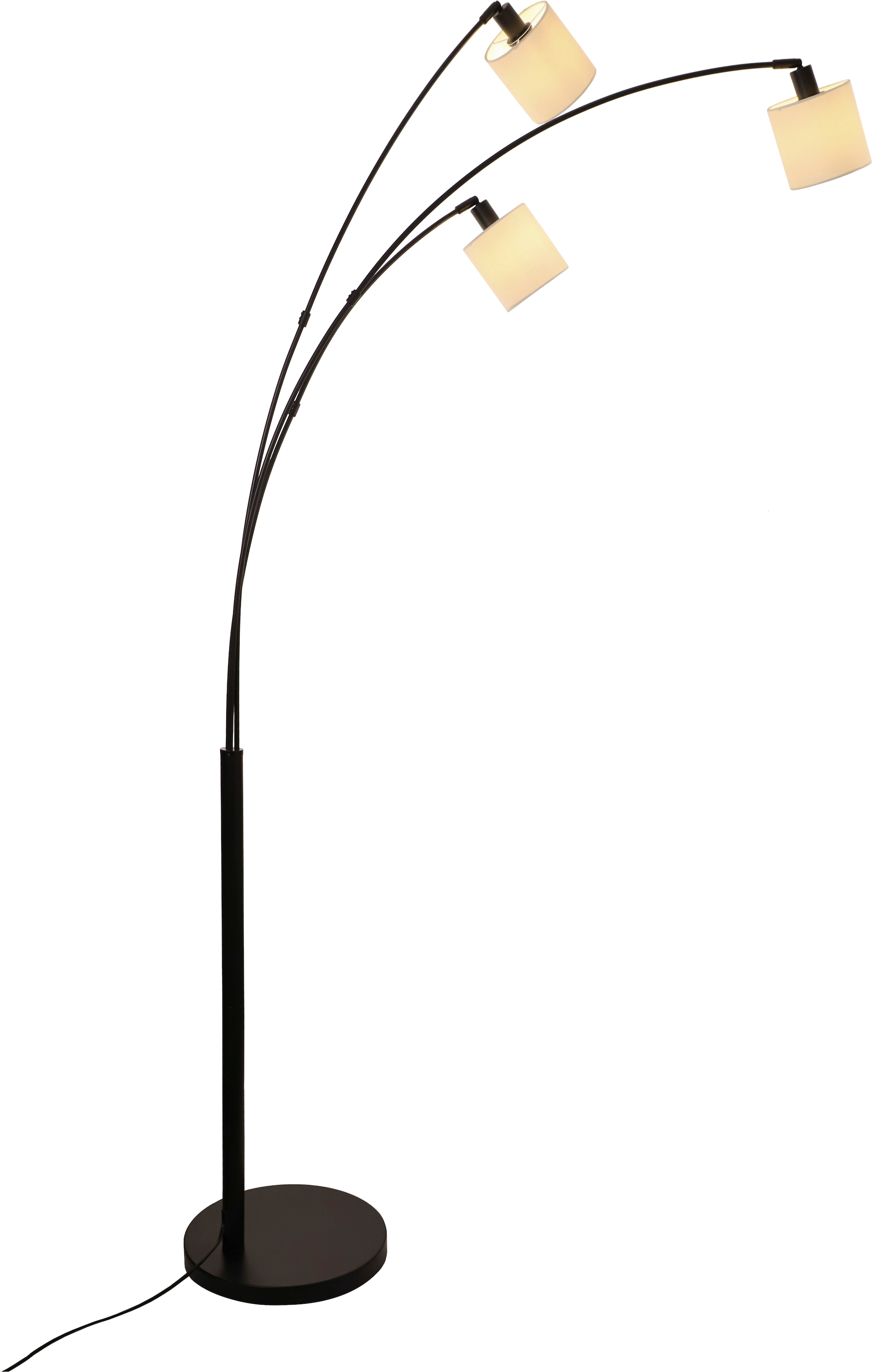 Home affaire Stehlampe »Ahrhütte«, 3 flammig, Leuchtmittel E14 | ohne Leuchtmittel, Stehlampe, 3-flammig mit Leinenschirm, 148 cm hoch, Bogenlampe