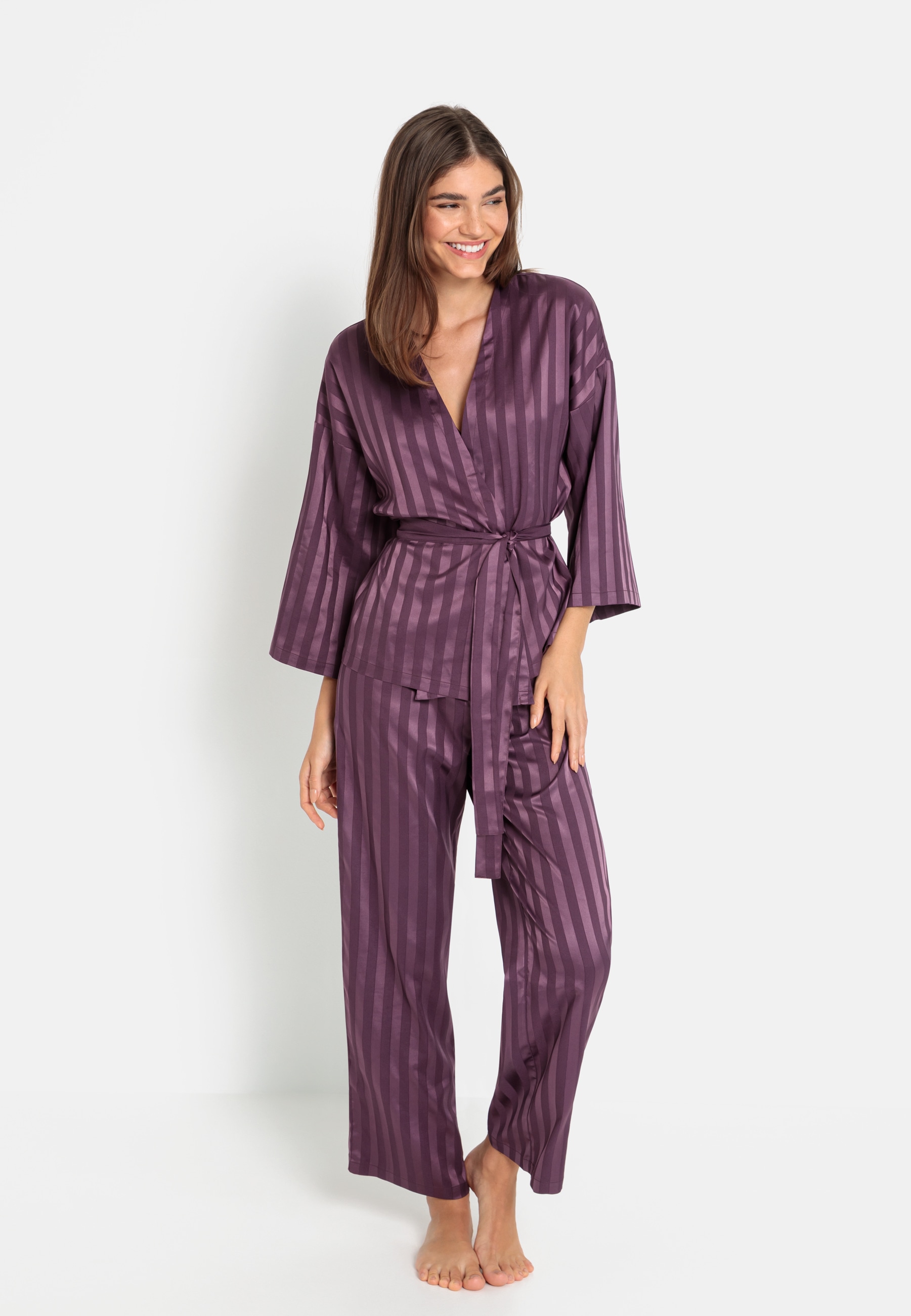 LSCN by LASCANA Pyjama, (Set, 2 tlg.), im Kimono-Stil