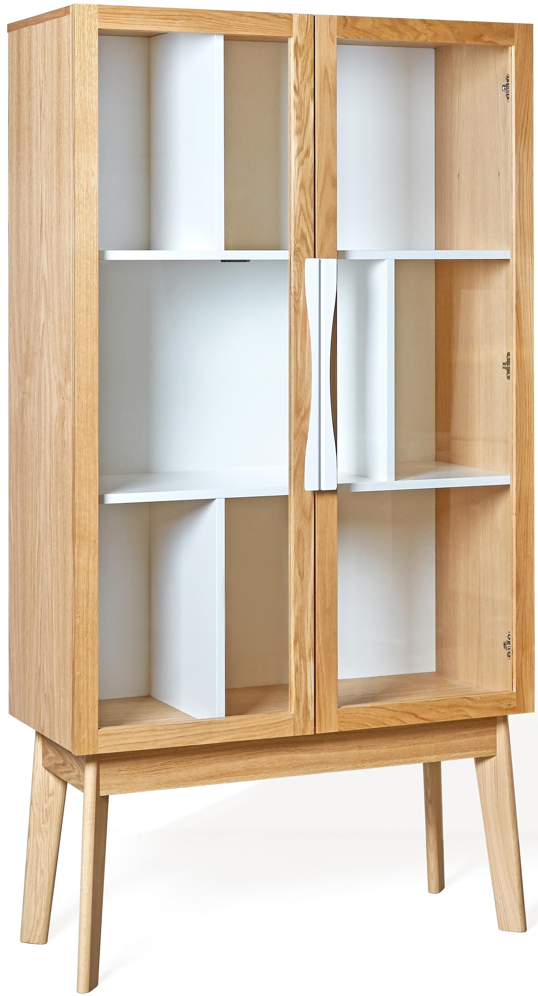 Holzfurnier Woodman Bücherregal Glaseinsätzen, Eiche Rechnung Breite Türen 88 bestellen cm, »Hilla«, mit auf aus