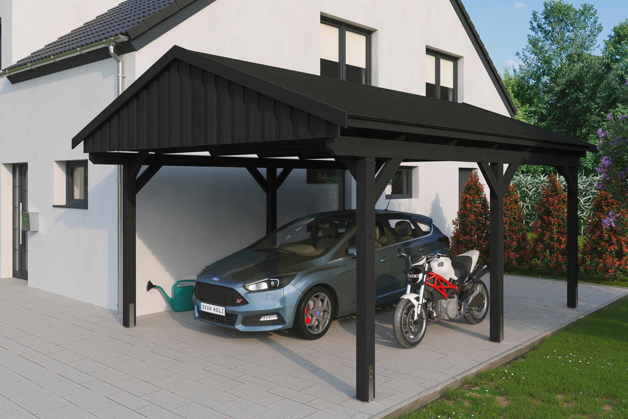 Skanholz Einzelcarport »Fichtelberg«, Holz, 379 cm, Anthrazit