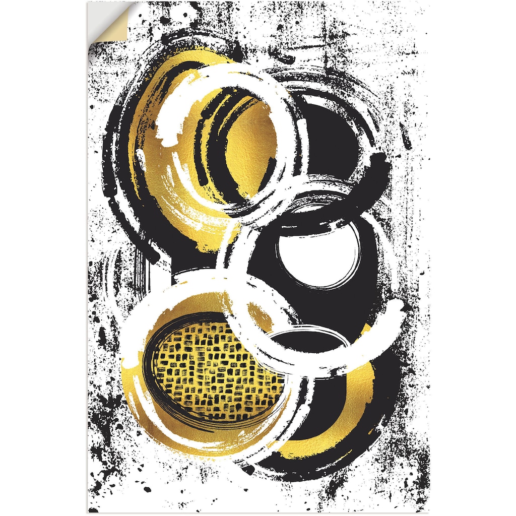 Artland Wandbild »Abstrakte Malerei Nr. 2 gold«, Muster, (1 St.), in vielen Größen & Produktarten - Alubild / Outdoorbild für den Außenbereich, Leinwandbild, Poster, Wandaufkleber / Wandtattoo auch für Badezimmer geeignet