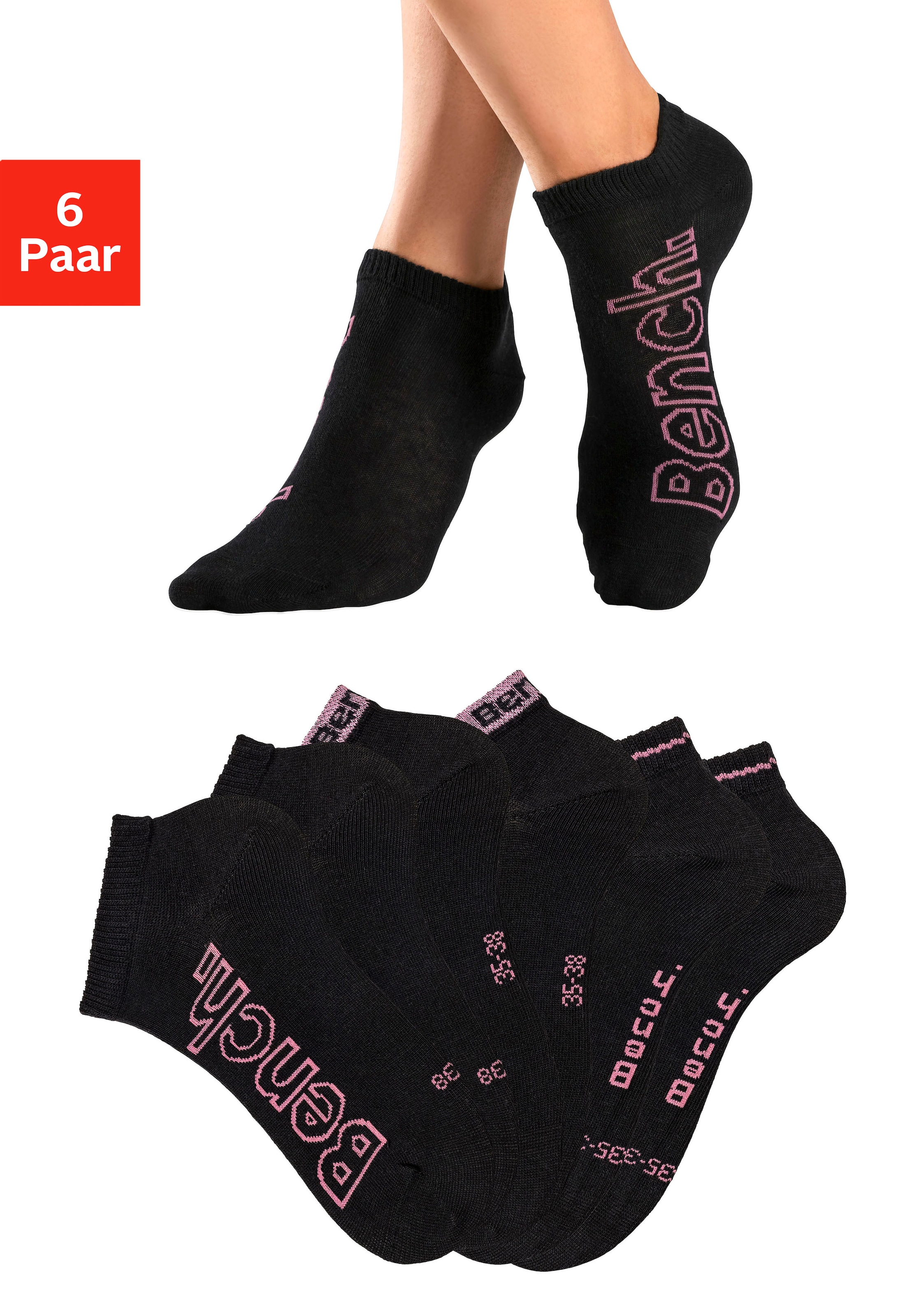 Sneakersocken, (Packung, 6 Paar), mit unterschiedlichen Designs