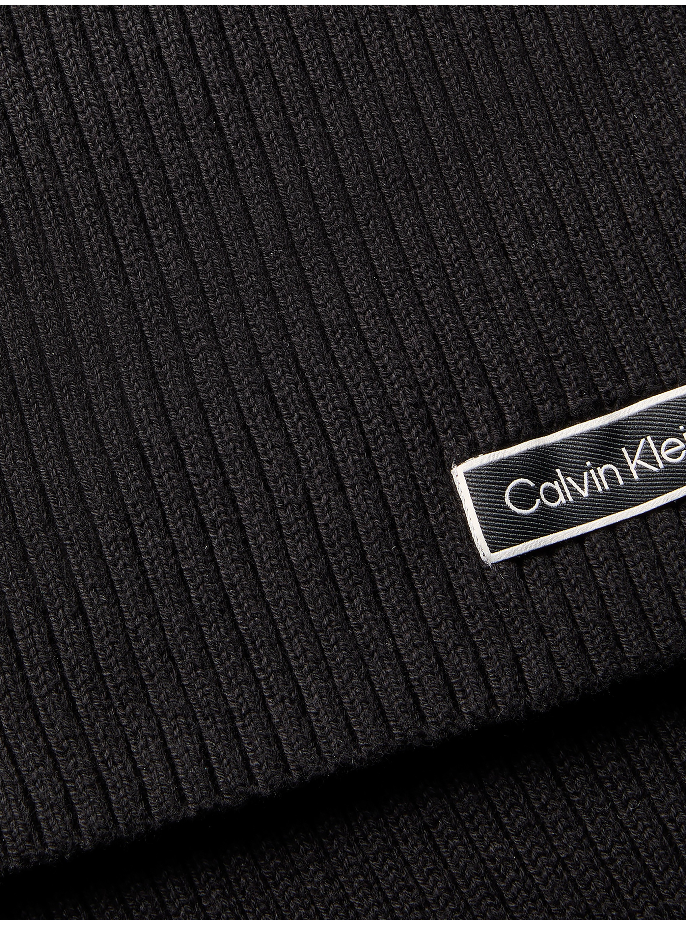 Calvin Klein Strickschal »PATCH CHUNKY RIB CTN KNIT SCARF« Regular fit mit Markenlogo