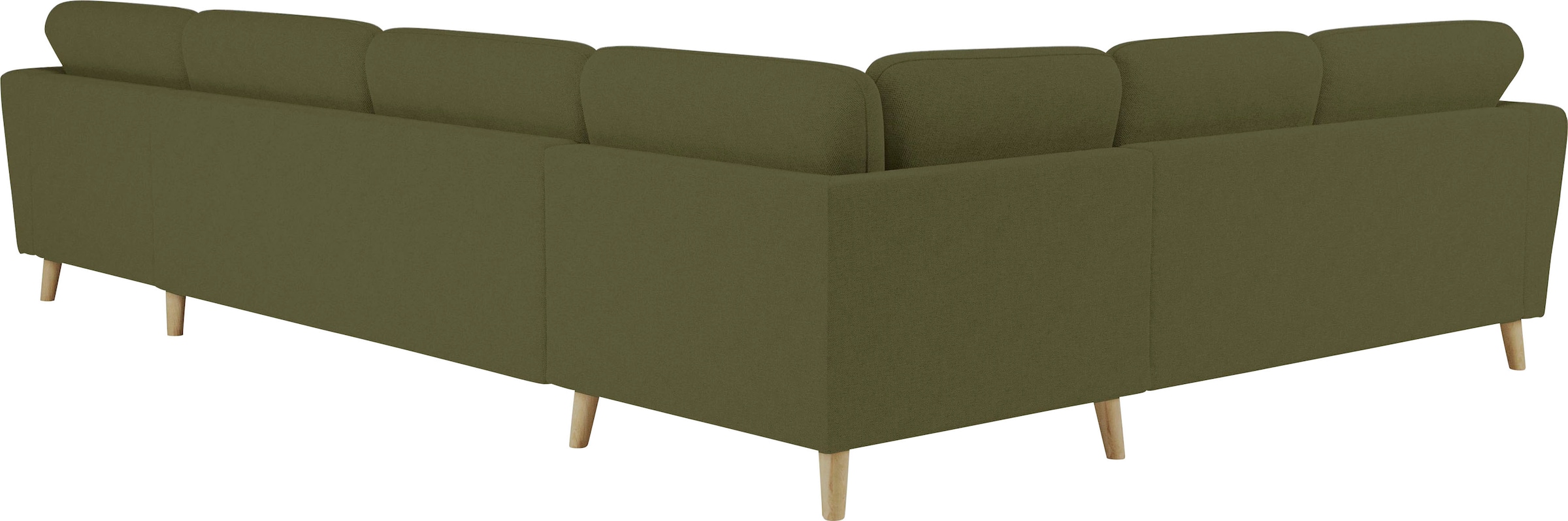OTTO home Wohnlandschaft »MARSEILLE XXL 349cm, U-Form, Ottomane rechts/links wählbar« Massivholzbeine aus Eiche, In verschieden Bezügen und Farbvarianten