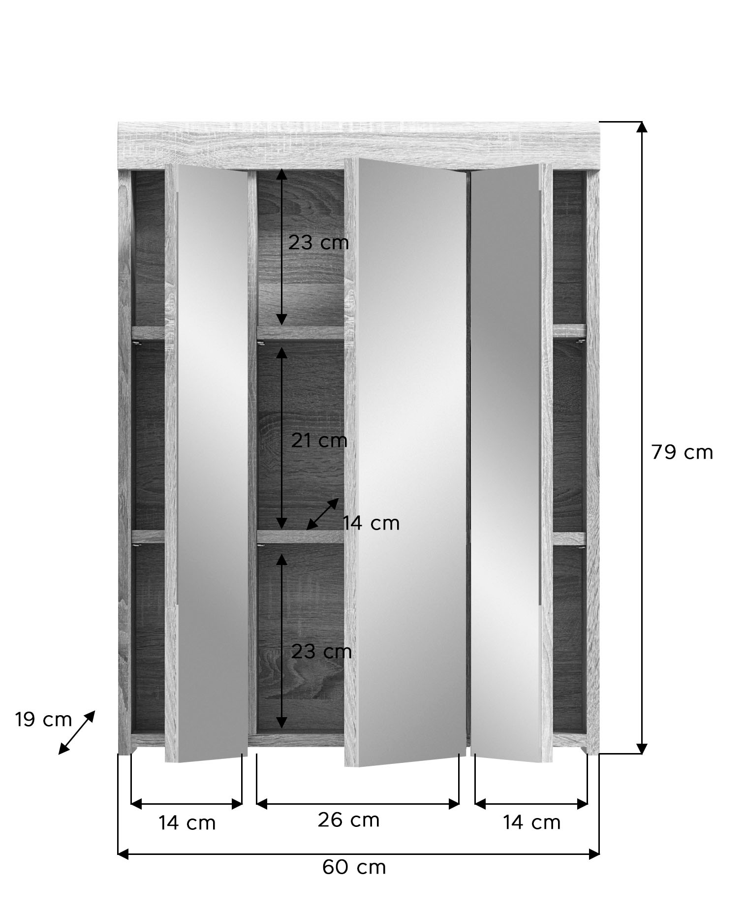 INOSIGN Badmöbel-Set »Siena, 3 teilig, bestehend aus:«, (Set, 3 St.), Badmöbel, Hochschrank, Spiegelschrank, Waschbeckenunterschrank