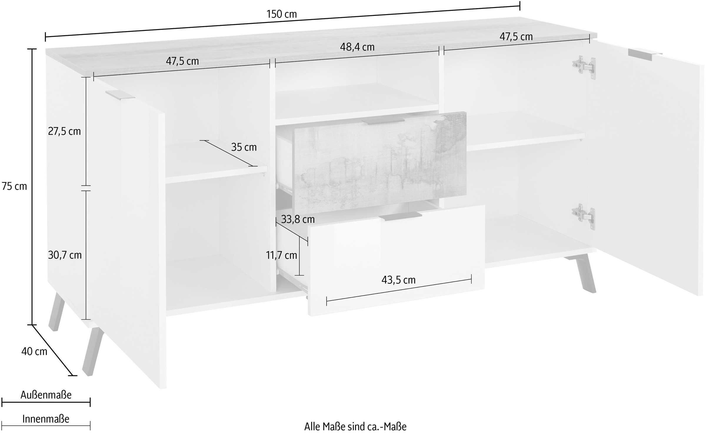 INOSIGN Sideboard »CASANOVA«, Breite ca. 150 cm
