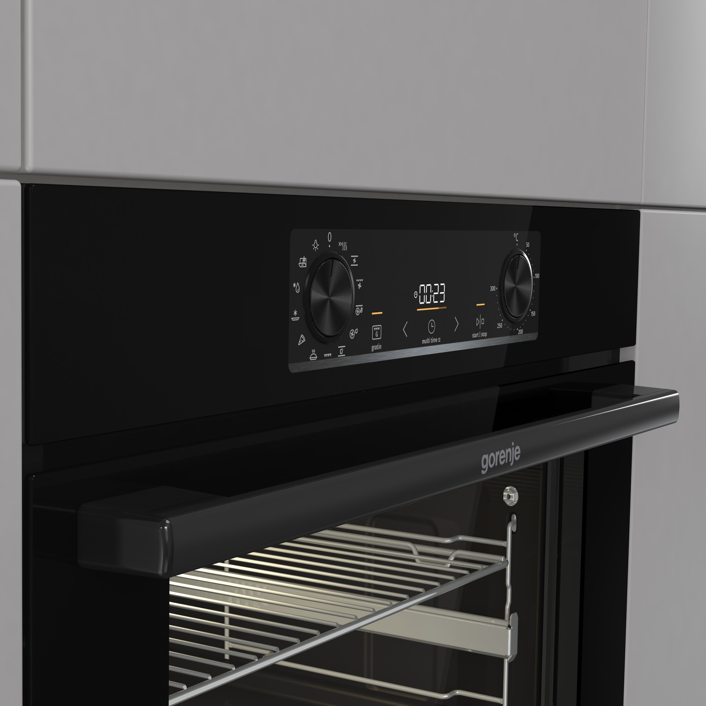 GORENJE Einbaubackofen »BOS6737E09BGOT« mit 2-fach-Teleskopauszug mit Aqua-Reinigungsfunktion Pizzafunktion mit 300 °C – perfekt für Pizza, Focaccia und mehr!