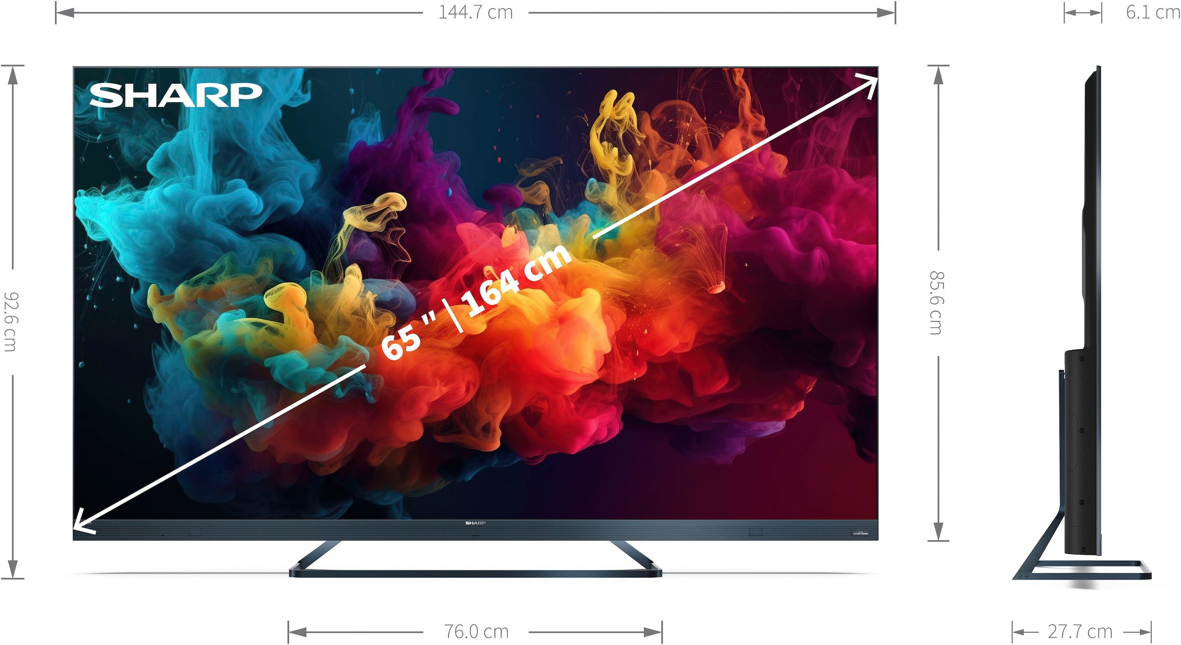 Sharp LED-Fernseher »4T-C65FQx«, 4K Ultra HD, Google TV, Quantum Dot, QLED, Dolby Atmos, Dolby Vision, HDMI 2.1 mit eARC