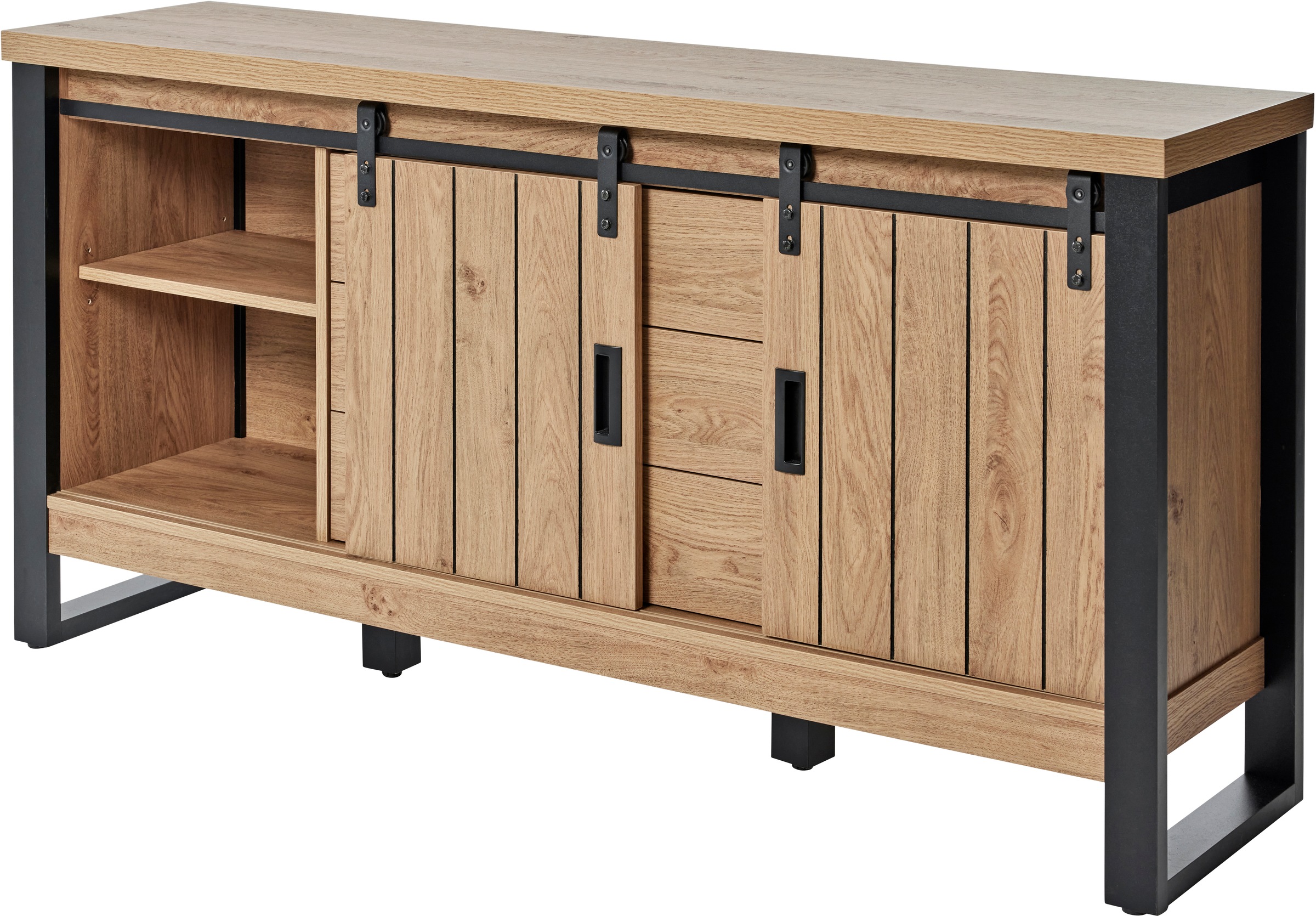 Jahnke Sideboard »SLIDE SBS 150«, (1 St.), Sideboard mit 2 Schiebetüren, Metallgestell, Breite ca. 150cm