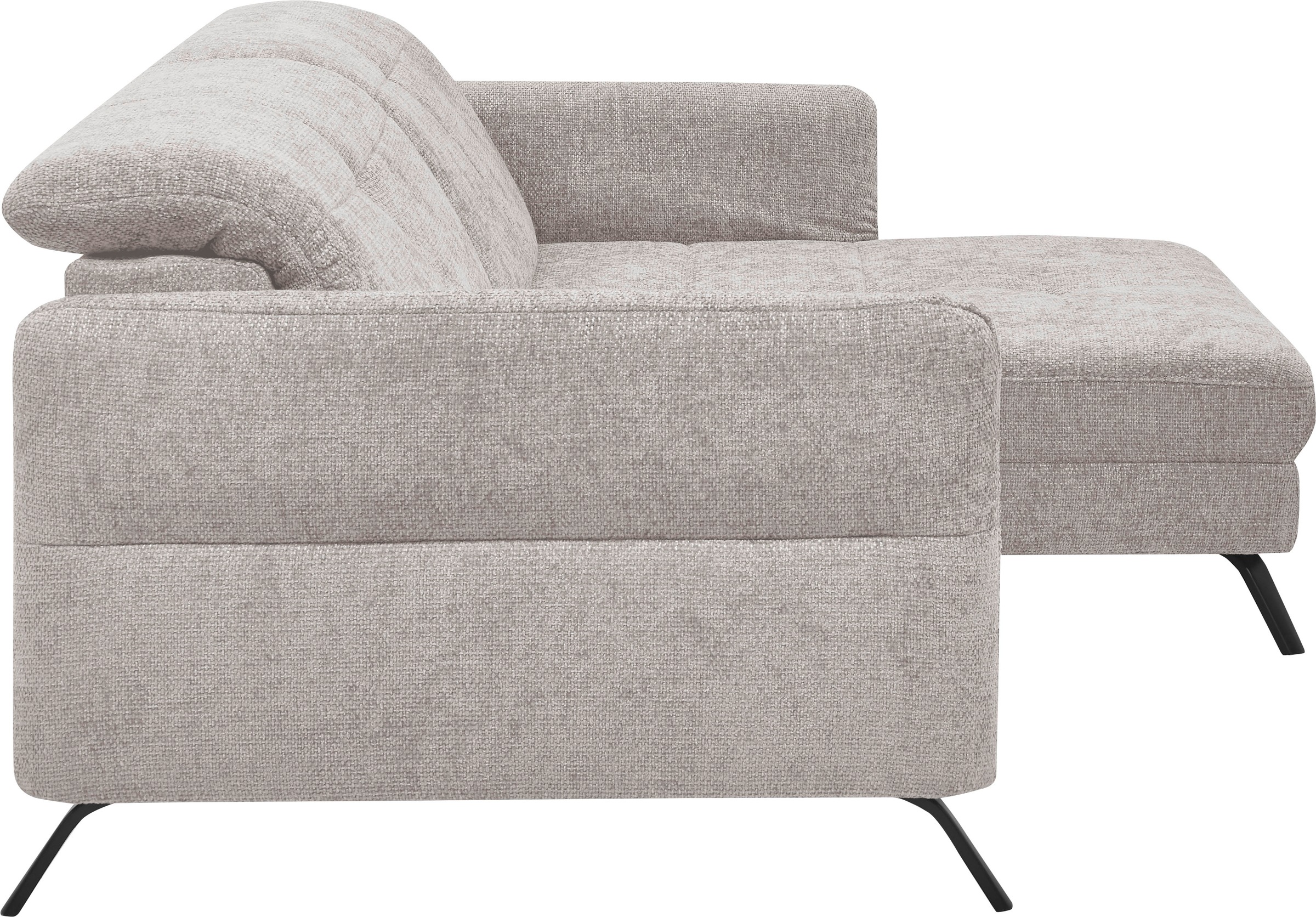 set one by Musterring Ecksofa »SO 4400 V«, wahlweise mit motorischer Bettfunktion & Kopfverstellung, Fuß schwarz