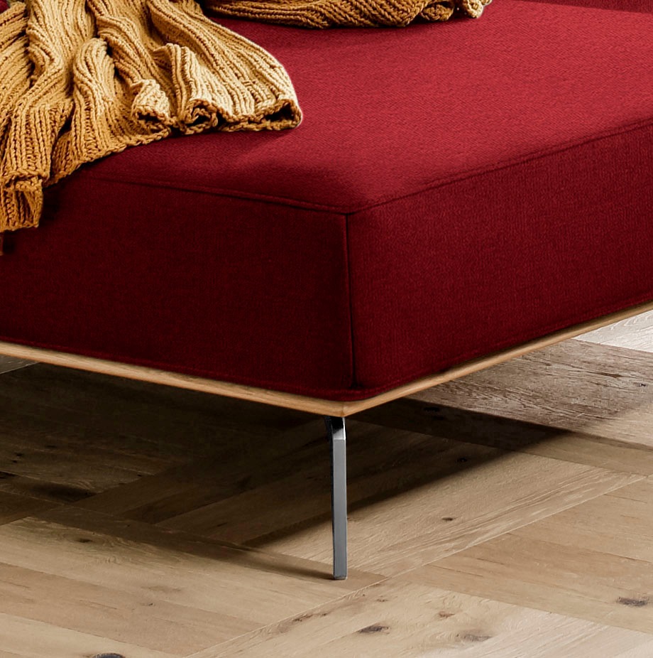 W.SCHILLIG Ecksofa »run, Designsofa mit tollem Sitzkomfort, bequem, L-Form«, mit elegantem Holzsockel, Füße in Chrom glänzend, Breite 319 cm