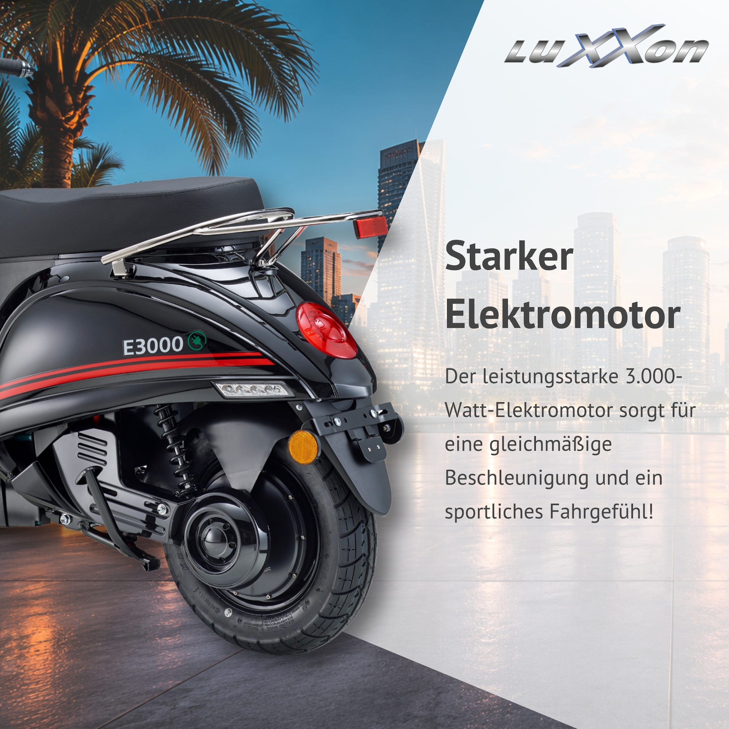 Luxxon E-Motorroller »E3000« bis zu 55 km Reichweite, mit Straßenzulassung, 2 Sitzplätze