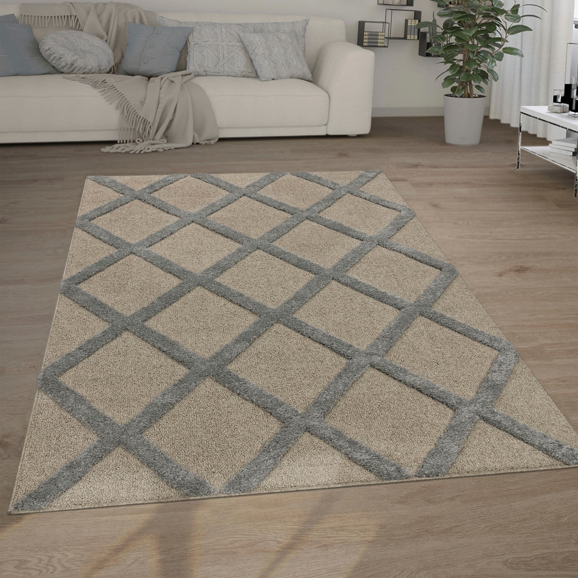 Paco Home Hochflor-Teppich »Genua 745«, rechteckig, 34 mm Höhe, Uni-Farben, günstig online kaufen