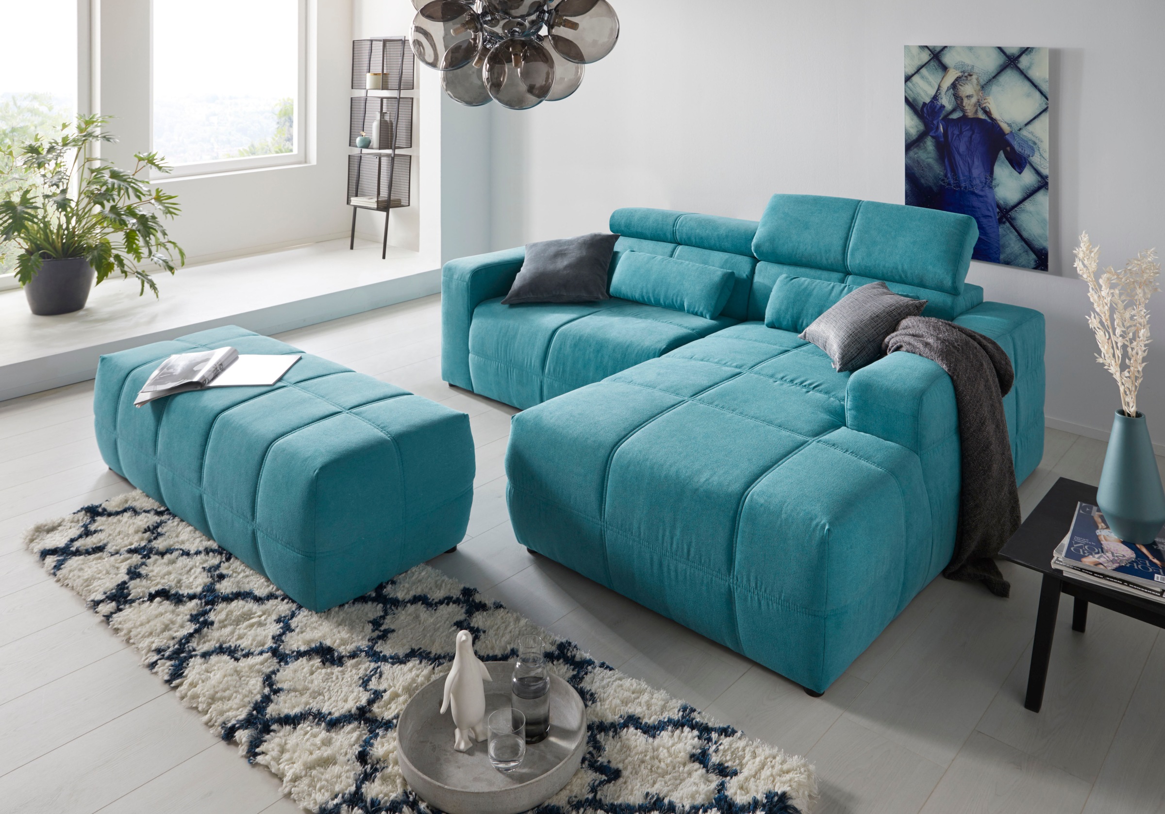 DOMO collection Ecksofa »Brandon, inkl. Kopfteilverstellung, B/T/H: 214/100 günstig online kaufen