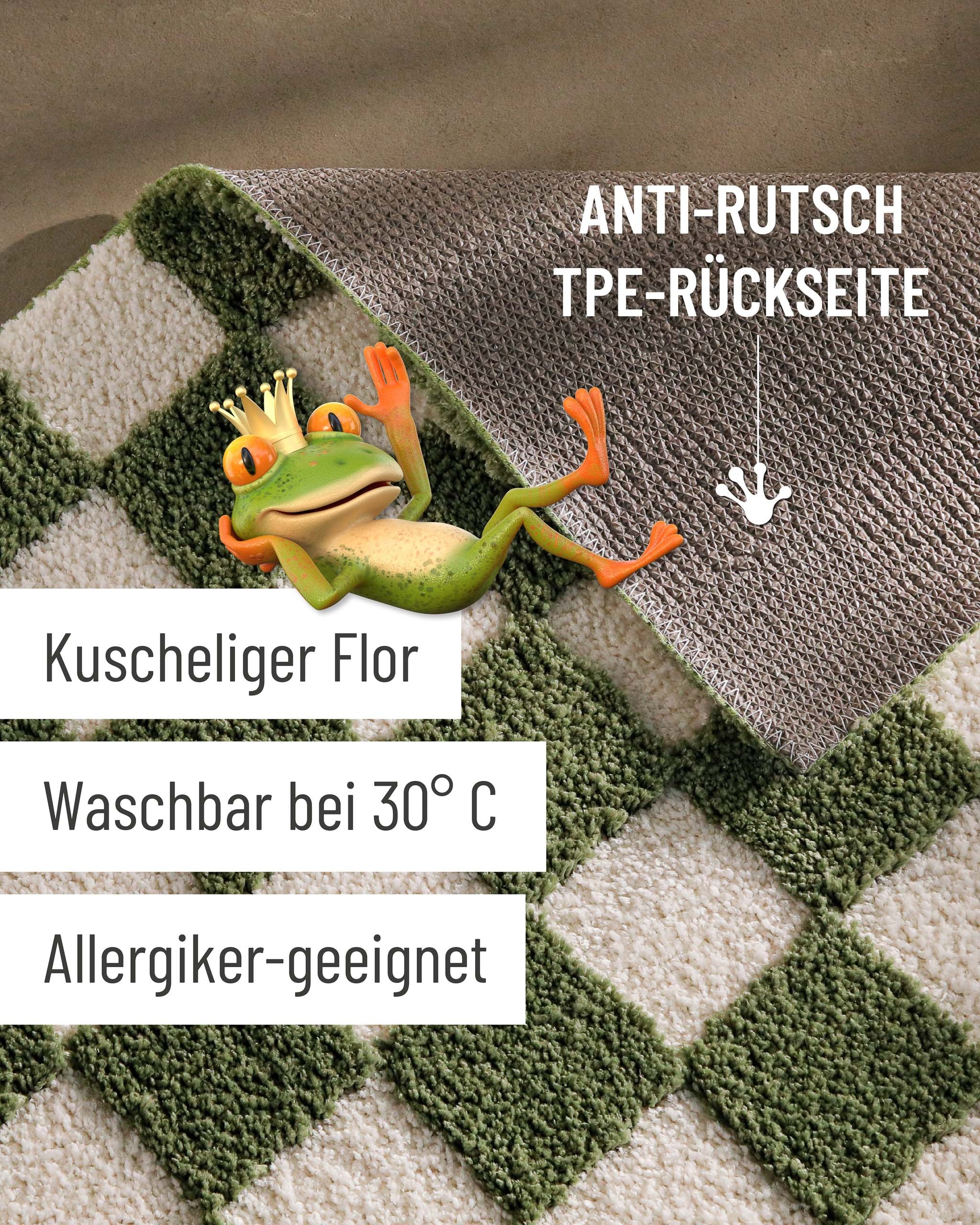 Wecon home Badematte »Bobbi« Höhe 25 mm rutschhemmend beschichtet schnell trocknend Badteppich, Schachbrett-Design, weich, rutschhemmend, waschbar