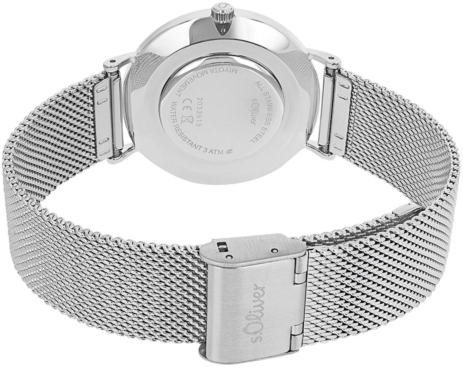 s.Oliver Quarzuhr, Armbanduhr, Damenuhr, analog, Edelstahlarmband