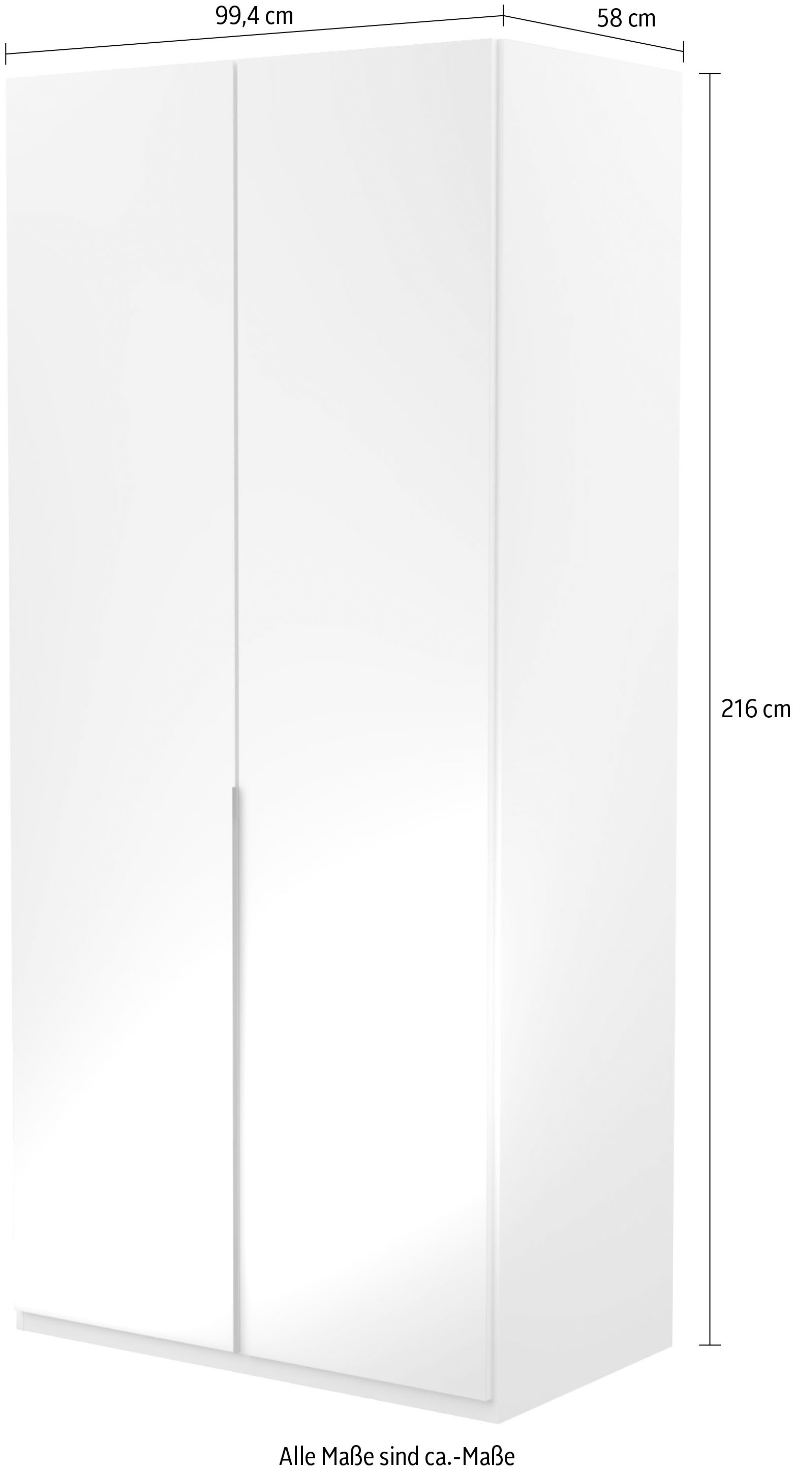 Musterring Drehtürenschrank »San Diego, Kleiderschrank, Schrank, Garderobe, mit Glastüren« weiß, Türen gedämpft, 2 Höhen, mehrere Breiten, MADE IN GERMANY, 1 Stk. tlg. 2-türig (gedämpft), 2 Böden, 1 Kleiderstange, Chromgriffe