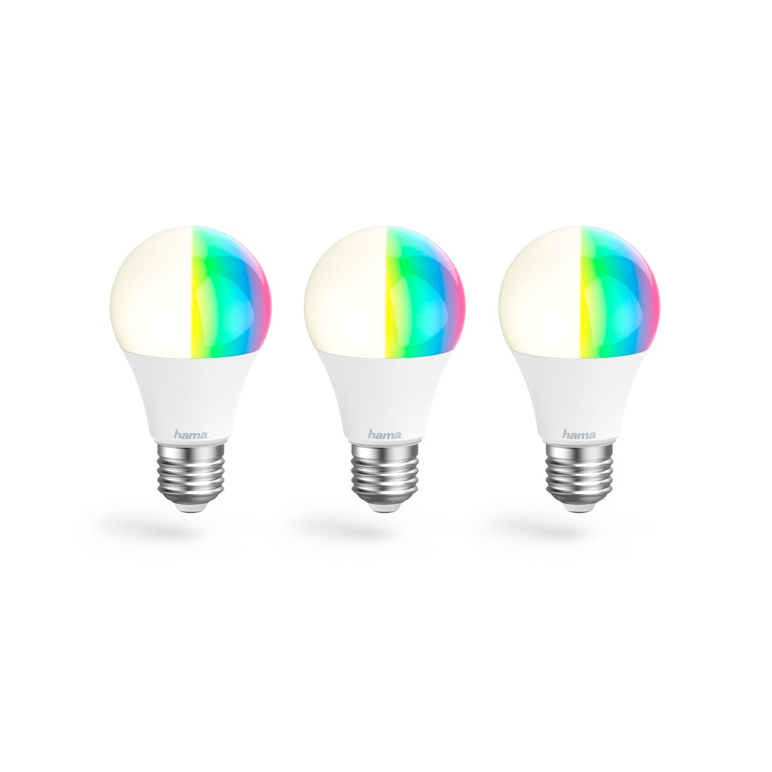 Hama LED-Leuchtmittel »Smarte LED-Leuchte 3St., E27, 8,5W, RGBW, Smart Home Lampen WLAN, WiFi«, E27, Farbwechsler-Neutralweiß-Tageslichtweiß-Warmweiß-Kaltweiß