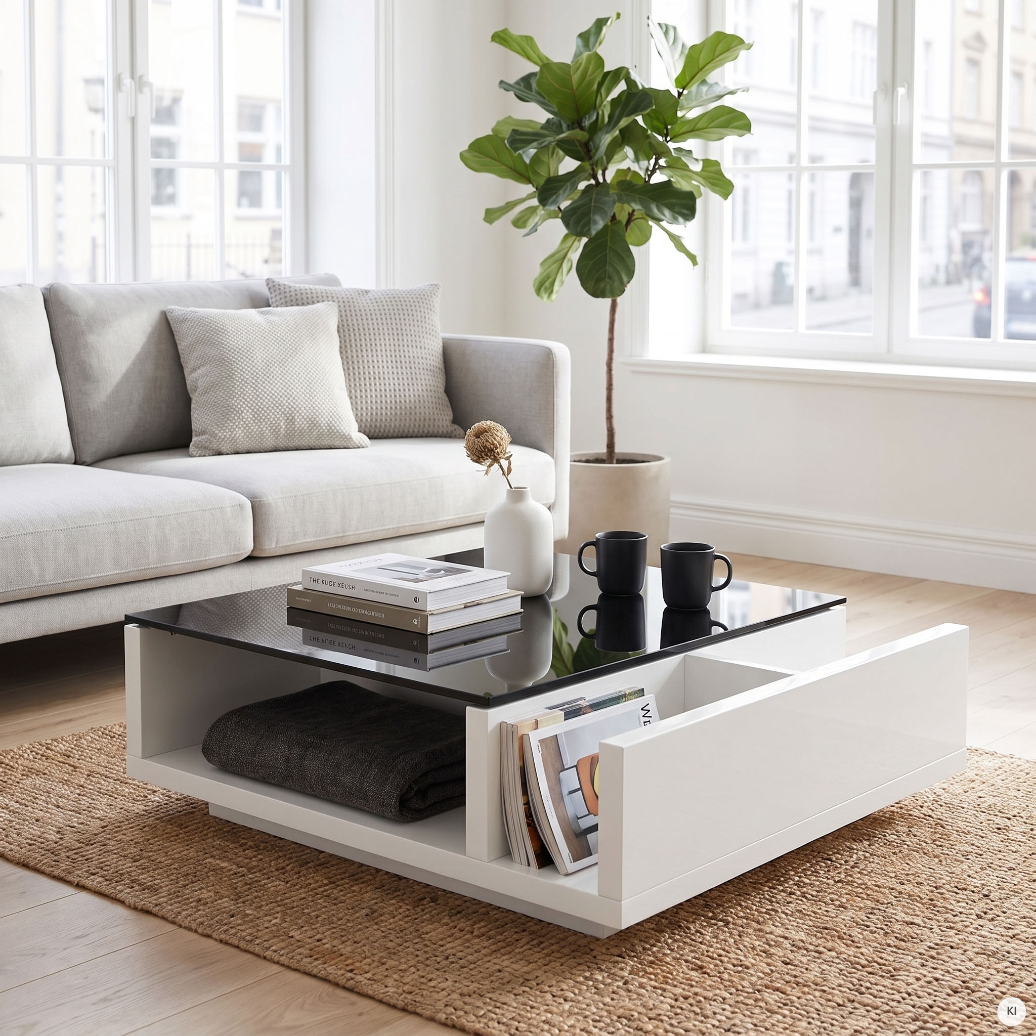 SalesFever Couchtisch »Eleganter Wohnzimmertisch« Praktisch mit integriertem Seiten-Magazinfach