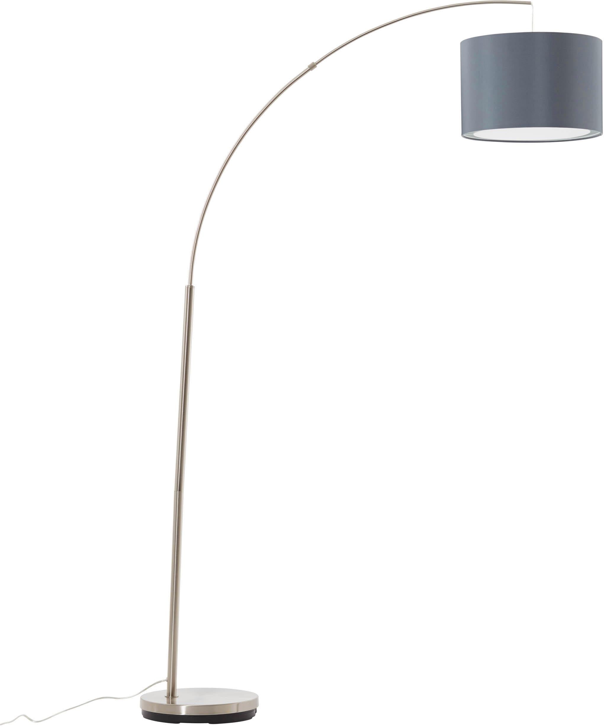 Brilliant Bogenlampe Textilschirm grauem mit flammig-flammig, 60W, LED max. auf Höhe, Rechnung E27 1 29cm kaufen geeignet, »Clarie«