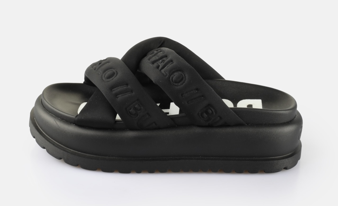 Buffalo Pantolette »PALMA CROSS vegan«, Schlappen, Poolslides, Hausschuh, Schommerschuh, Strandschuh