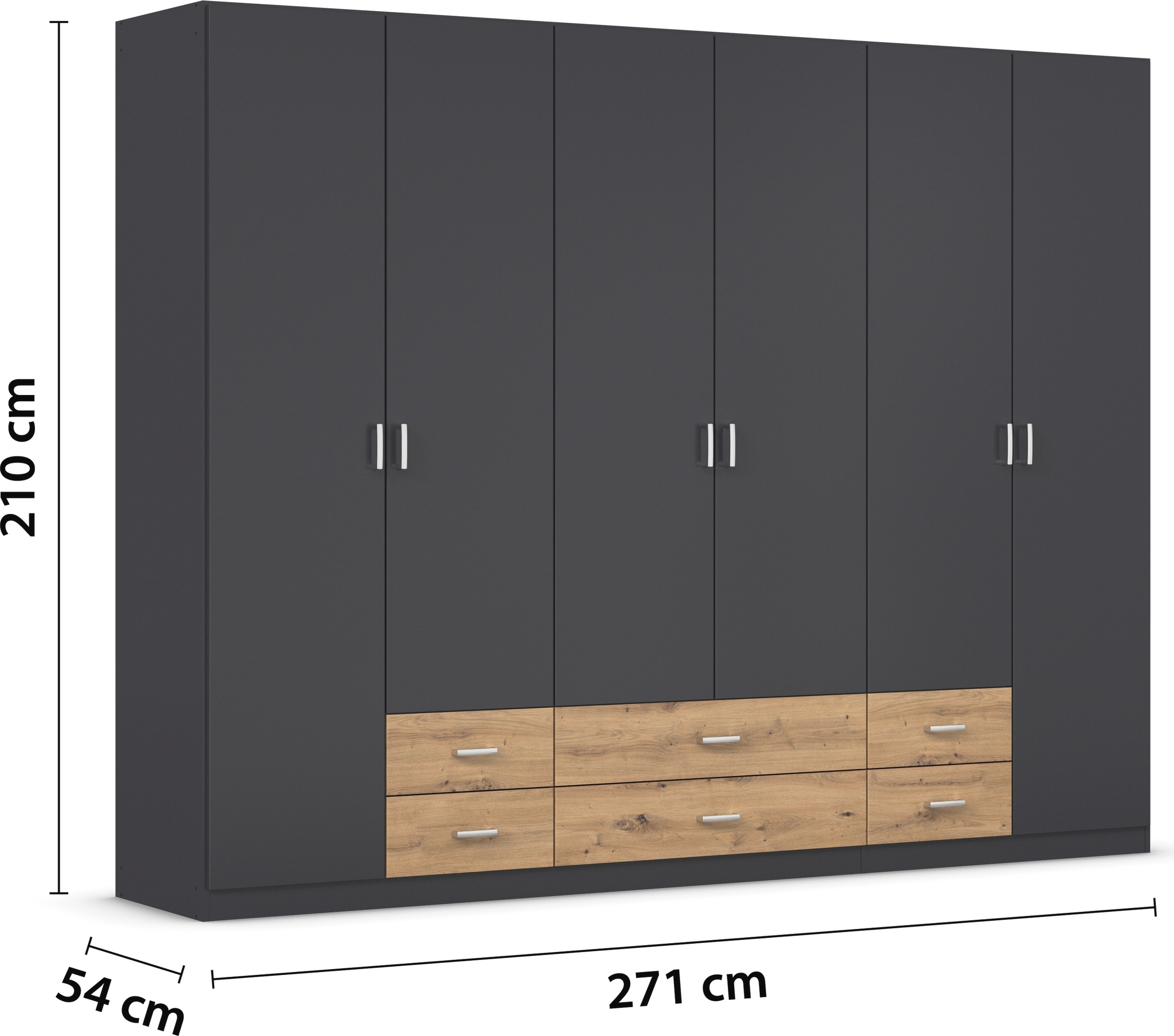 rauch Drehtürenschrank »Kleiderschrank Schrank Garderobe Wäscheschrank GAMMA in 3 Breiten«, mit 6 Schubladen, in schlichtem Design TOPSELLER MADE IN GERMANY