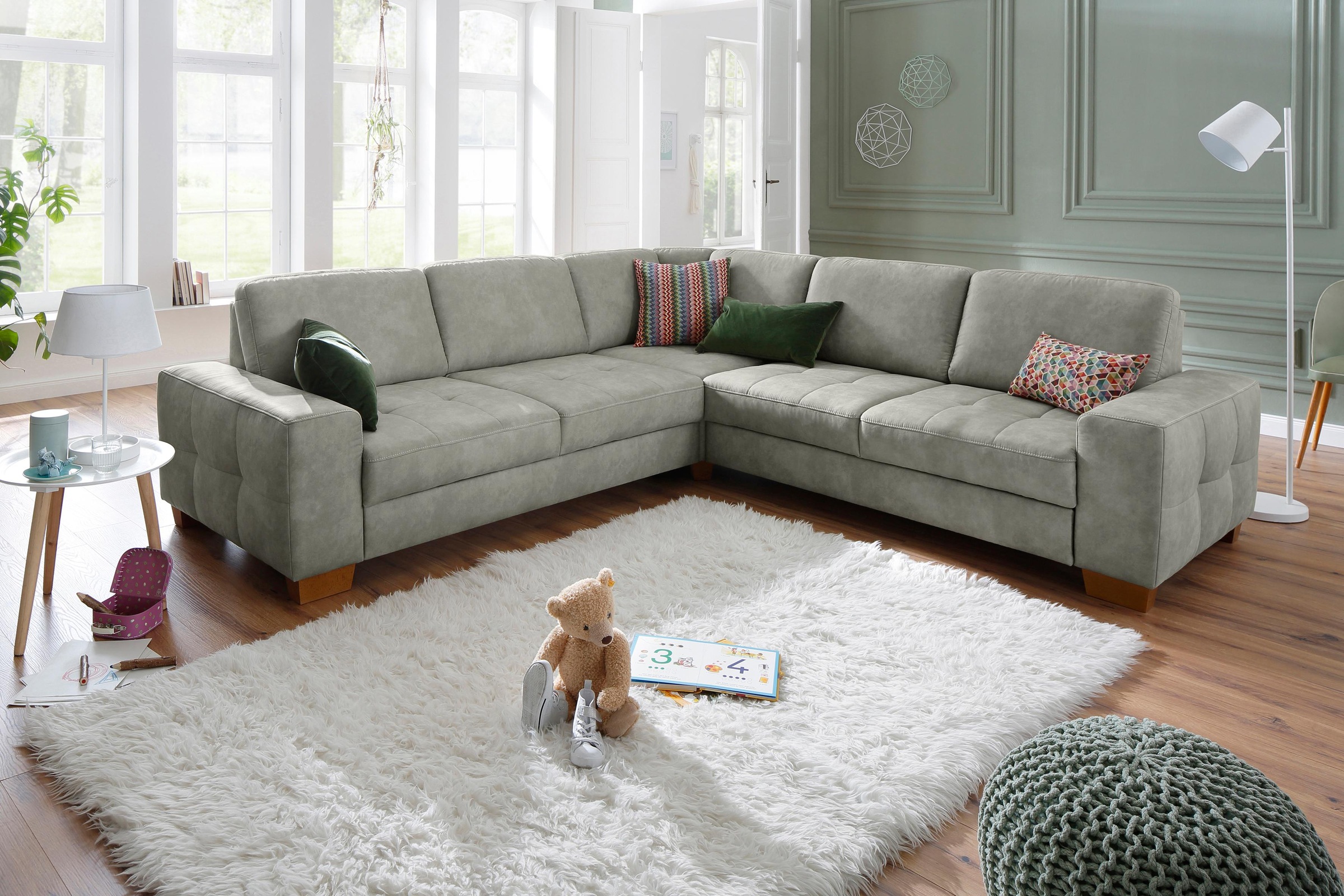 Home affaire Ecksofa »Puccini L-Form«, mit Federkern, Sitztiefenverstellung, Kontrastnaht