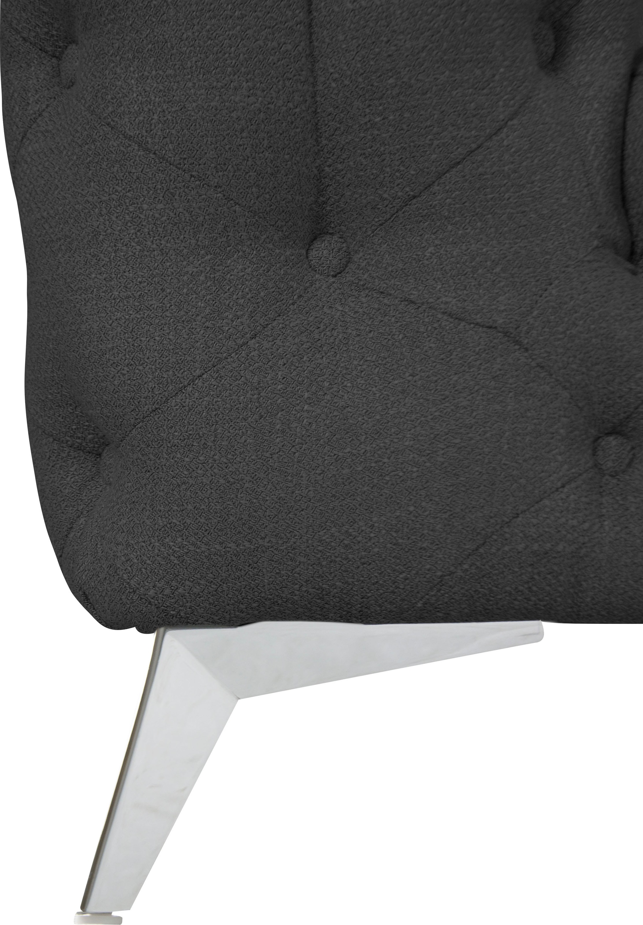 Leonique Chesterfield-Sofa »Ecksofa GLYNIS L-Form mit Wellenunterfederung, Maße B/T/H 264/204/75cm«, aufwändige Knopfheftung, moderne Chesterfield Optik, Fußfarbe wählbar