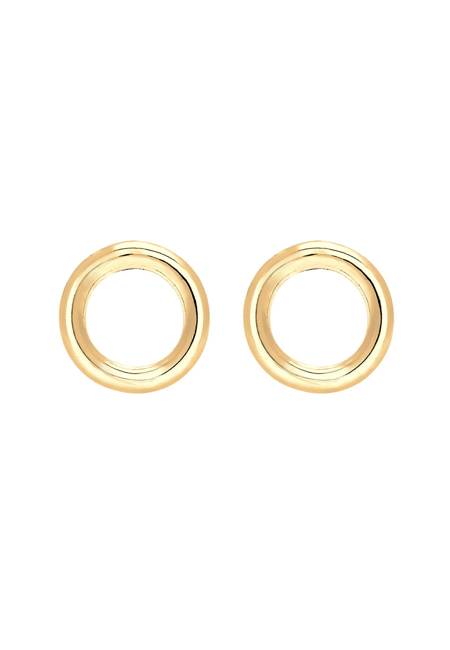 Elli Premium Paar Ohrstecker »Stecker Kreis Geo Basic Minimal 585 Gelbgold Rond«