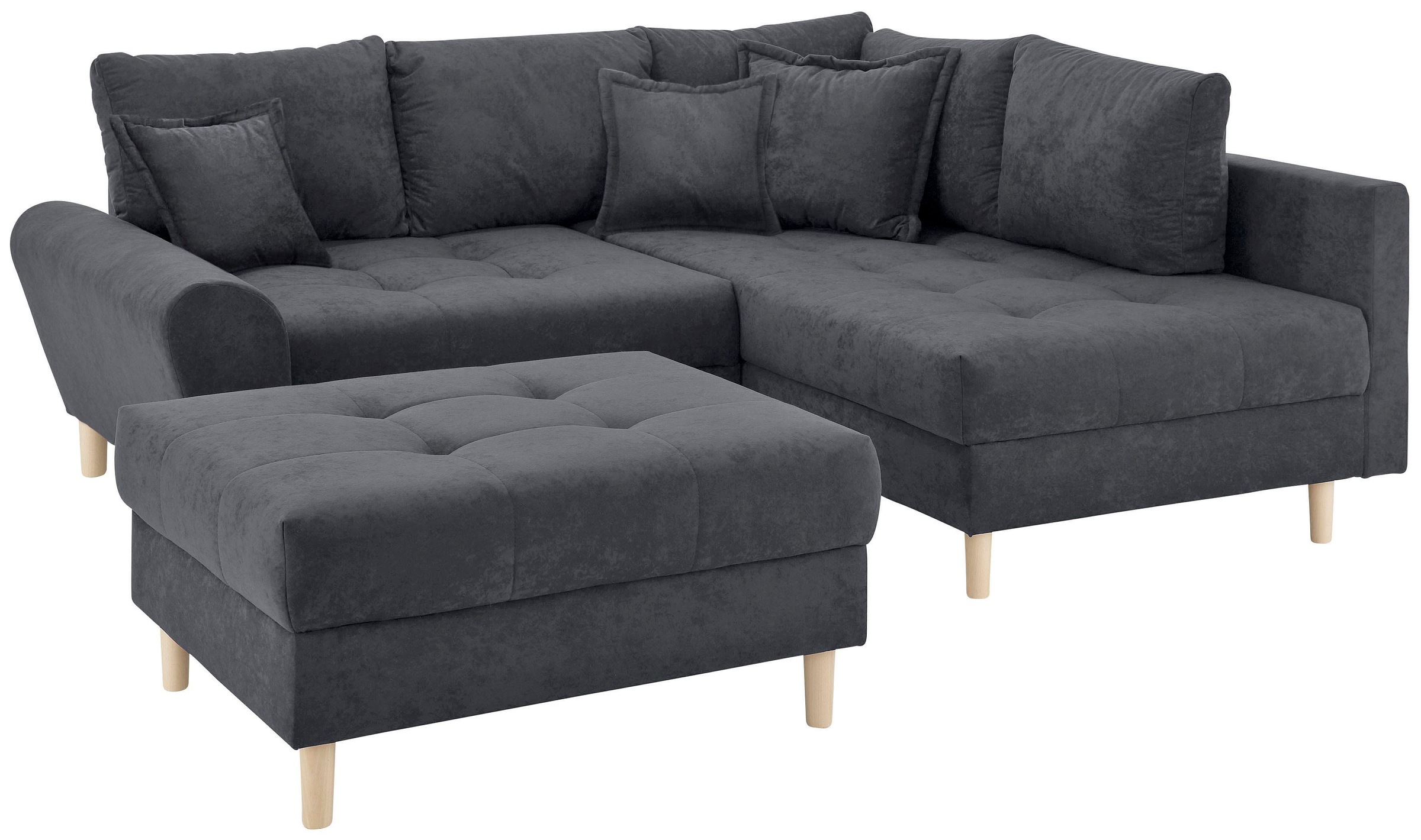 Home affaire Ecksofa »Rice L-Form, B: 223 cm« Set: Sofa & Hocker, mit 3 Zie günstig online kaufen