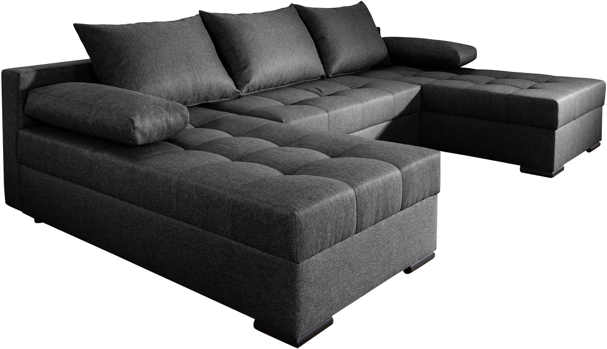 COLLECTION AB Wohnlandschaft »Josy, U-Form, Schlafsofa mit Bettkasten«, (Cord-/Mix), flexible Recamiere, Breite: 269cm, inklusive Rückenkissen